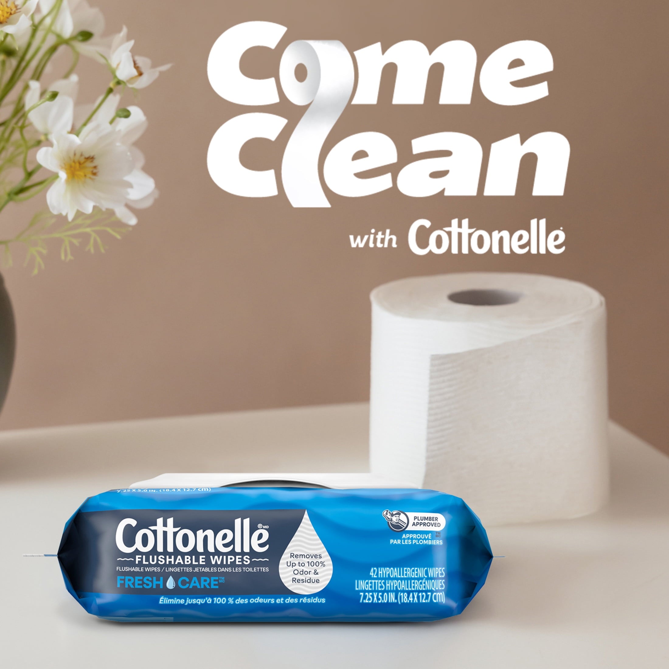 Cottonelle Ultra Clean Toilet Paper, Strong Toilet Tissue, 12 Mega Rolls