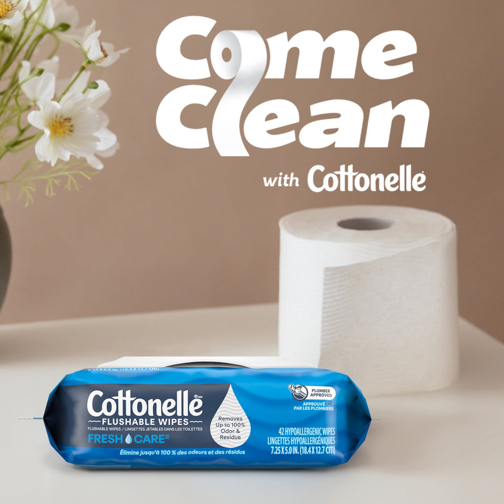 Cottonelle Ultra Clean Toilet Paper, Strong Toilet Tissue, 12 Mega Rolls