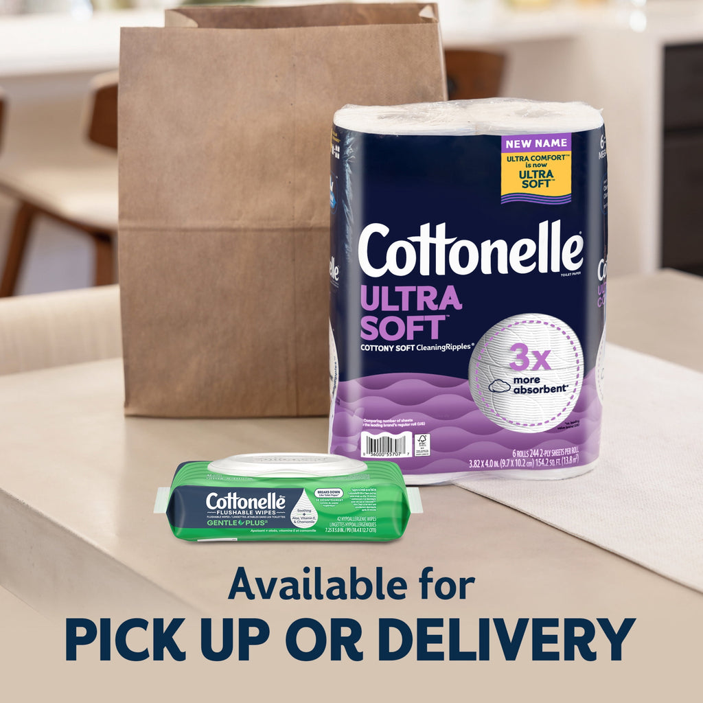 Cottonelle Ultra Soft Toilet Paper, Strong Toilet Tissue, 12 Mega Rolls