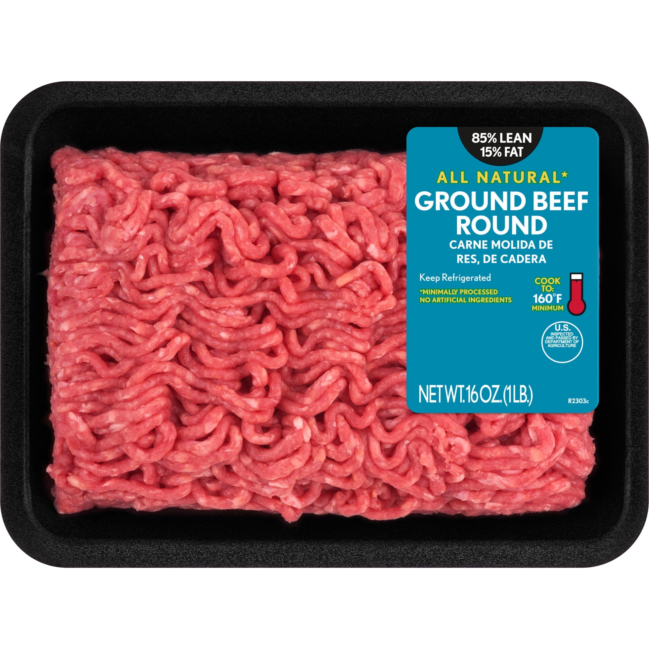 All Natural* 85% Lean/15% Fat Ground Beef Round, 1 lb Tray