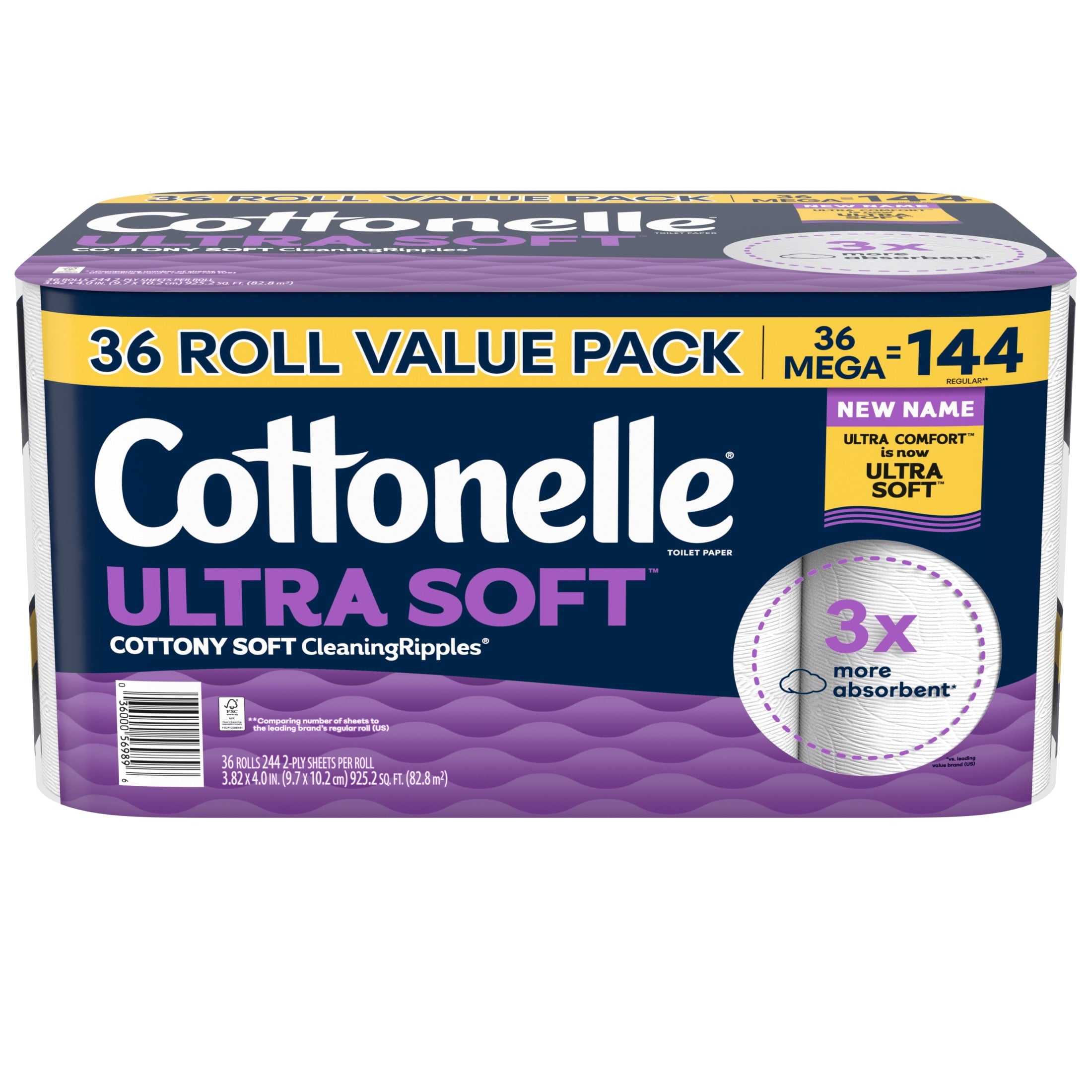 Cottonelle Ultra Soft Toilet Paper, Strong Toilet Tissue, 12 Mega Rolls