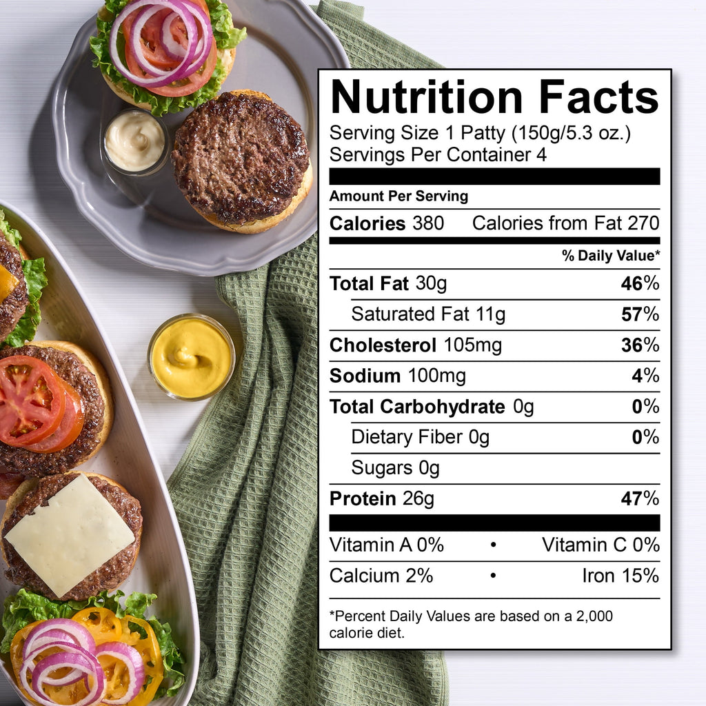 Fresh, All Natural Ground Beef Chuck Patties, 80% Lean, 4 Count, 1.33 lb Tray