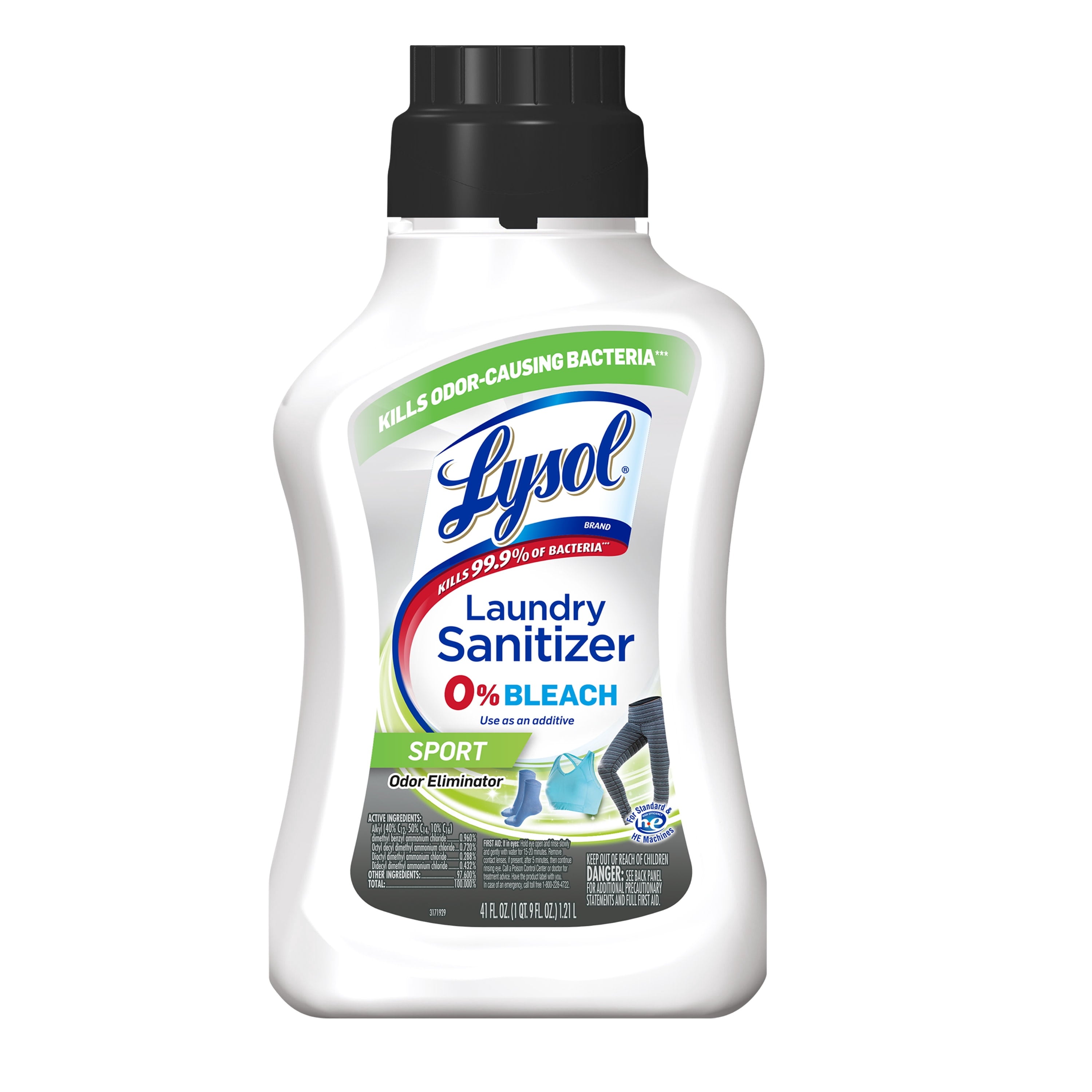 Lysol Tough Odor Eliminator Laundry Sanitizer Additive, 0% Bleach, Eliminates Odor Causing Bacteria, 41 fl oz