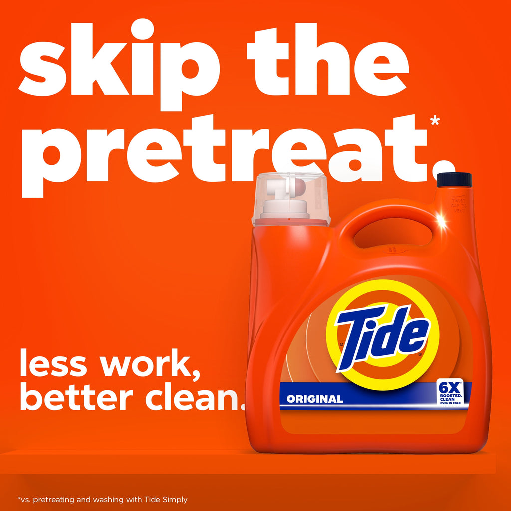 (2 pack) Tide Laundry Detergent Liquid with 6X Boosted Cleaning Power, Original Scent, 125 fl oz, 100 Loads