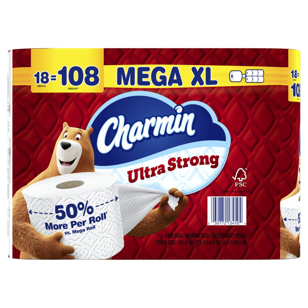Charmin Ultra Strong Toilet Paper 24 Mega XL Rolls, 330 Sheets Per Roll