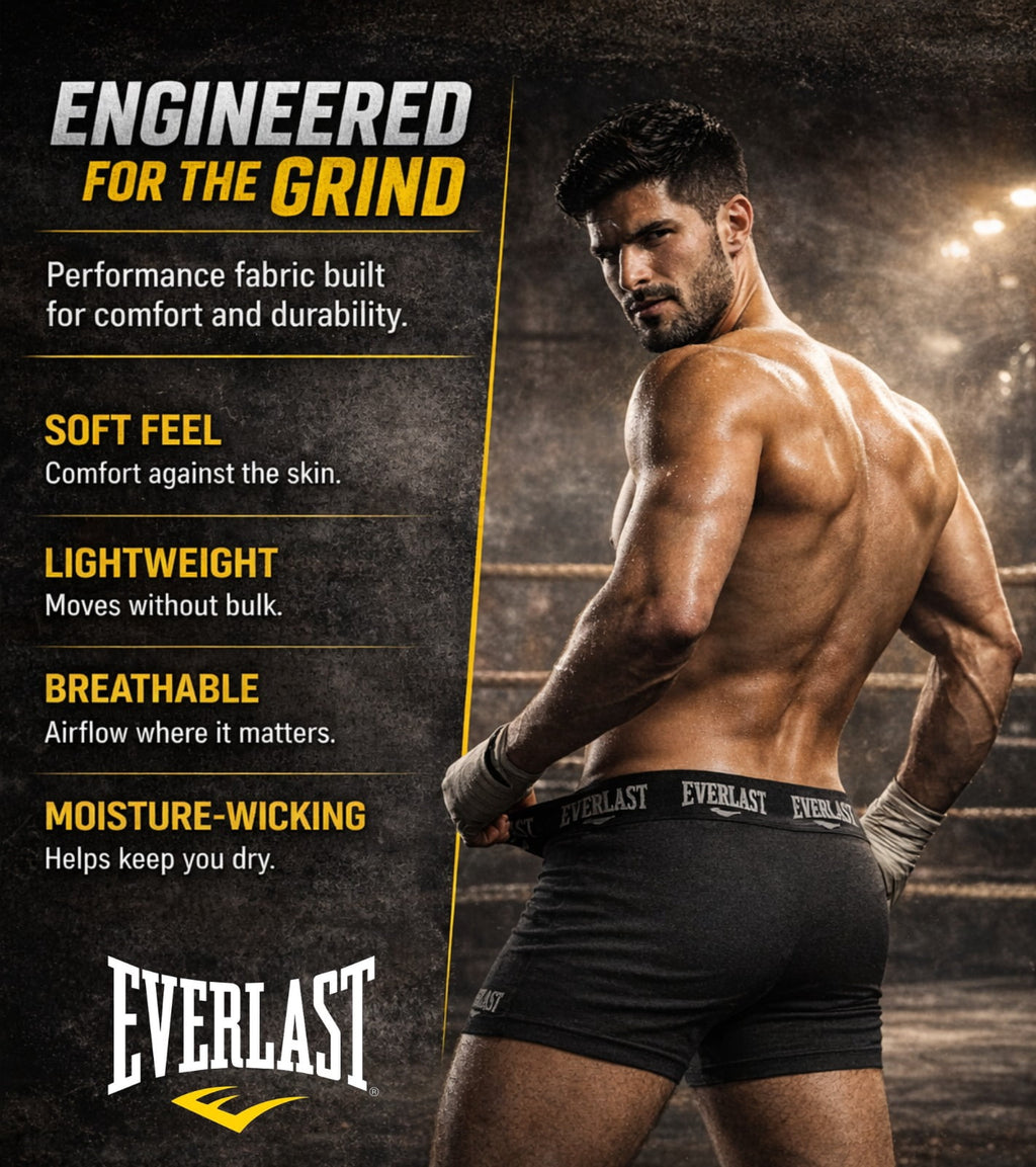 Everlast Men's Performance Underwear Stretch Boxer Briefs with Fly, 6-Pack