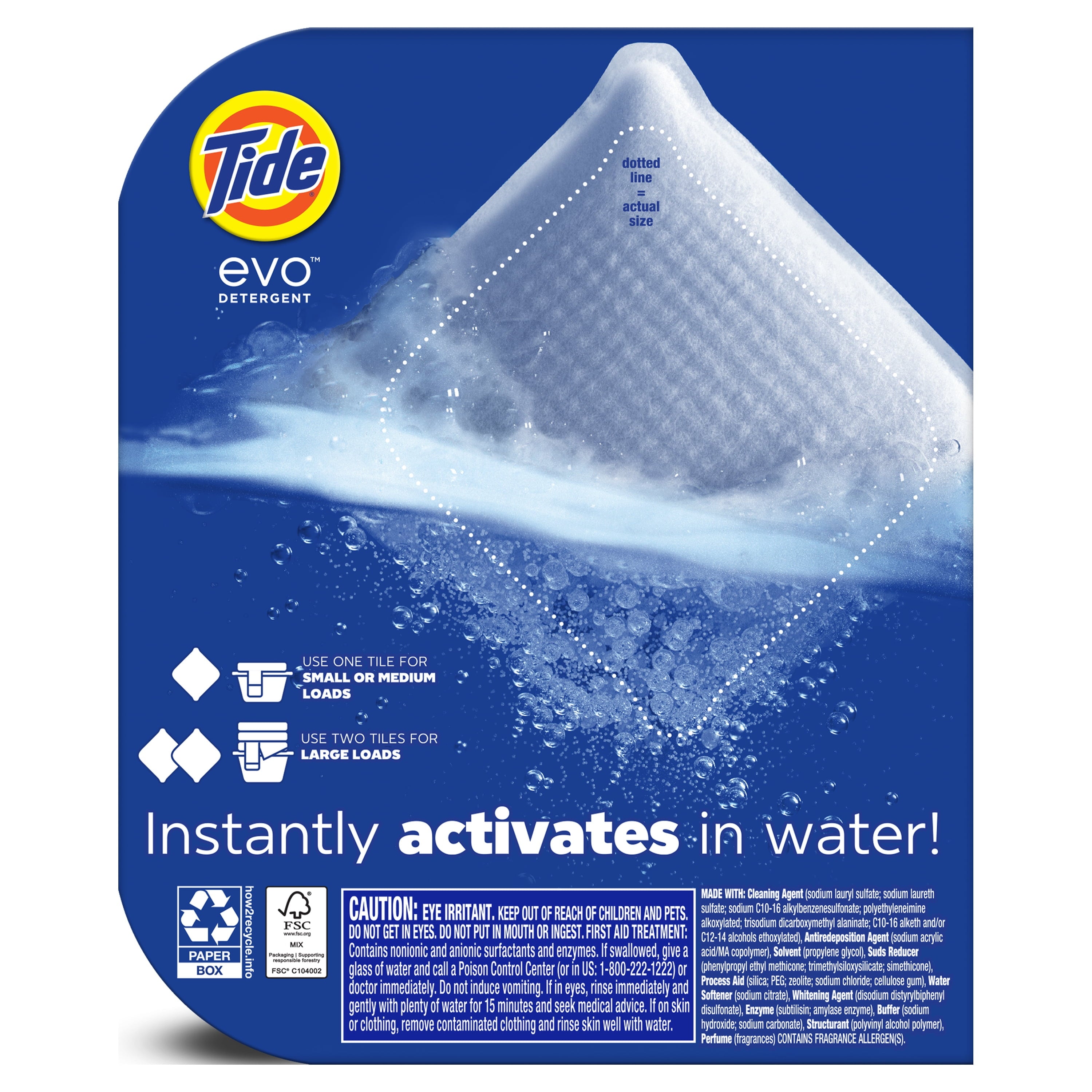 (4 pack) Tide Evo Laundry Detergent Tiles, 100% Concentrated, 6X Cleaning Power, Spring Blast Scent, 16 Count