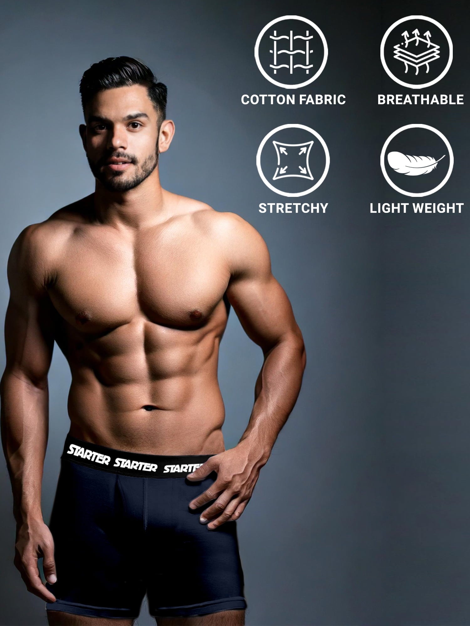 Starter Men's and Big Men’s Stretch Cotton Boxer Briefs, 6-Pack, Sizes S-5X