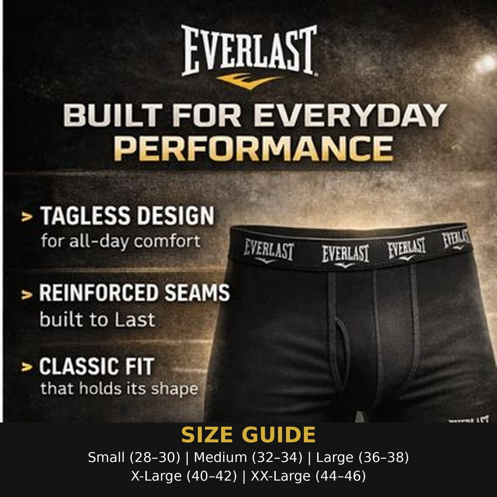 Everlast Mens Boxer Briefs Breathable Cotton Underwear Pack, 6-Pack