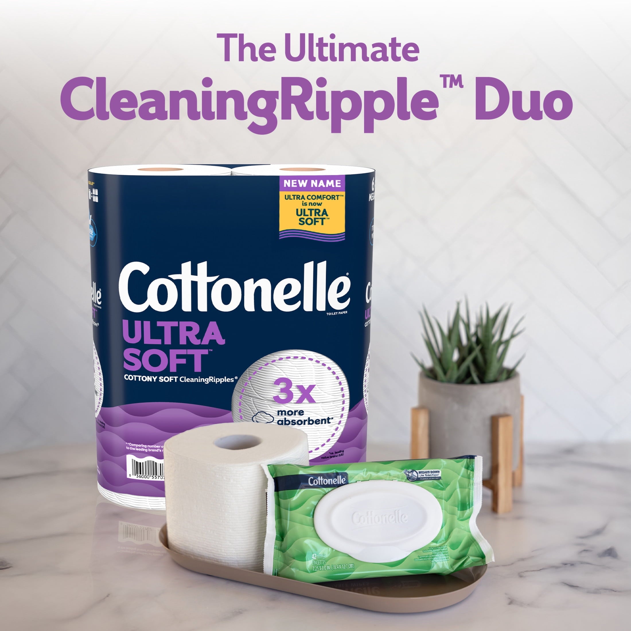 Cottonelle Ultra Soft Toilet Paper, Strong Toilet Tissue, 12 Mega Rolls