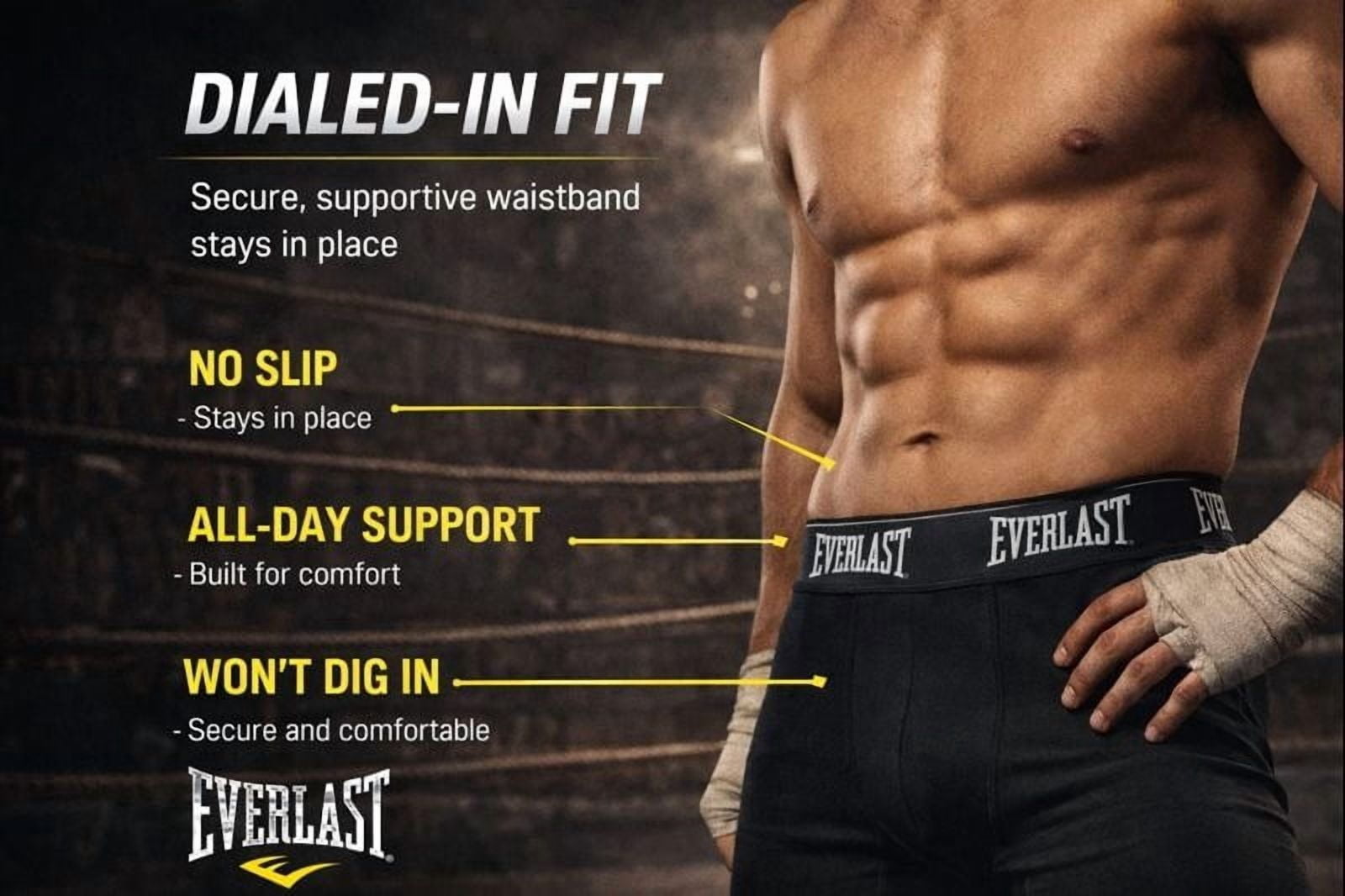 Everlast Mens Boxer Briefs Breathable Cotton Underwear Pack, 6-Pack