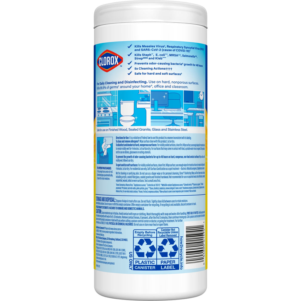 Clorox Disinfecting Cleaning Wipes, Bleach Free, Crisp Lemon, 35 Count