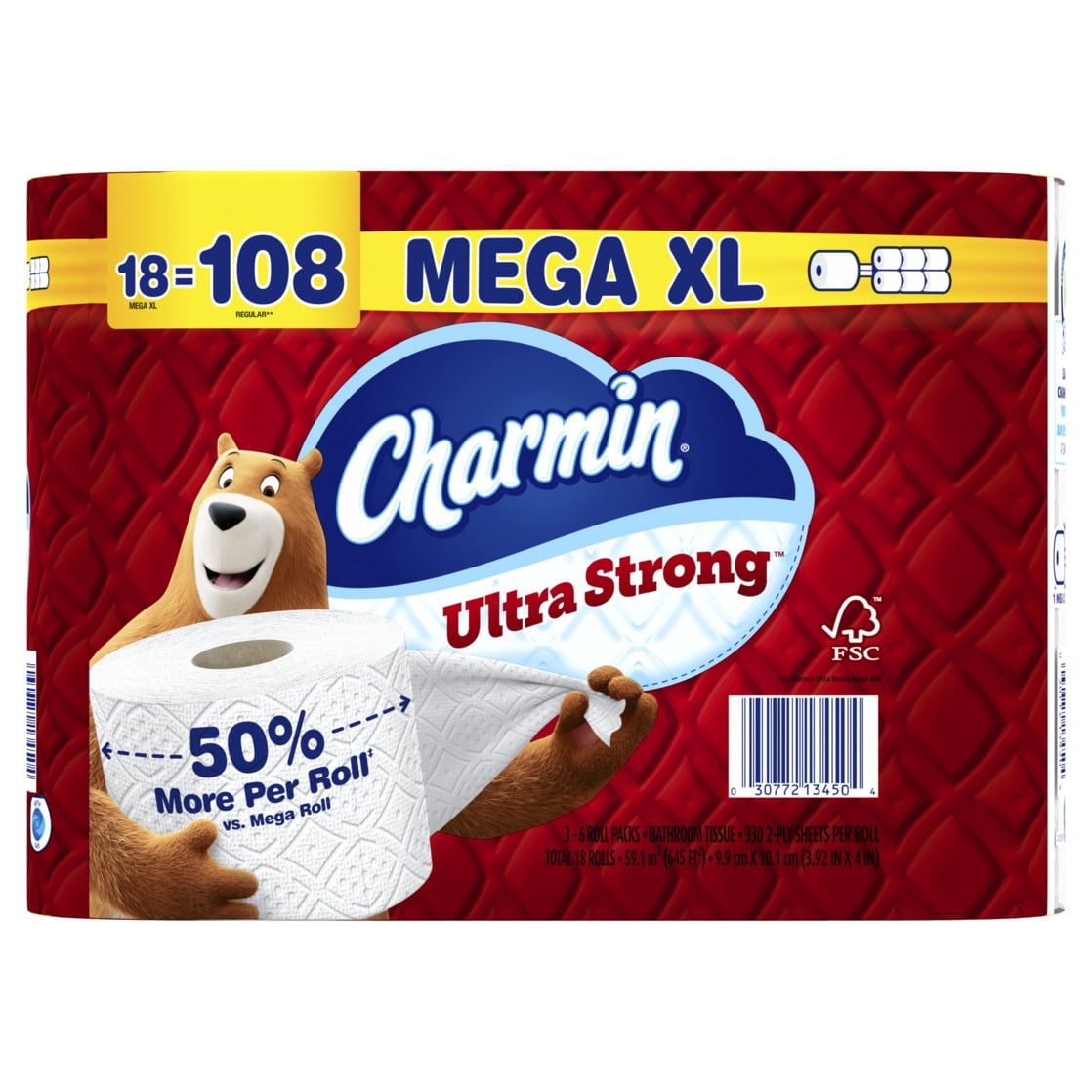 Charmin Ultra Strong Toilet Paper 24 Mega XL Rolls, 330 Sheets Per Roll