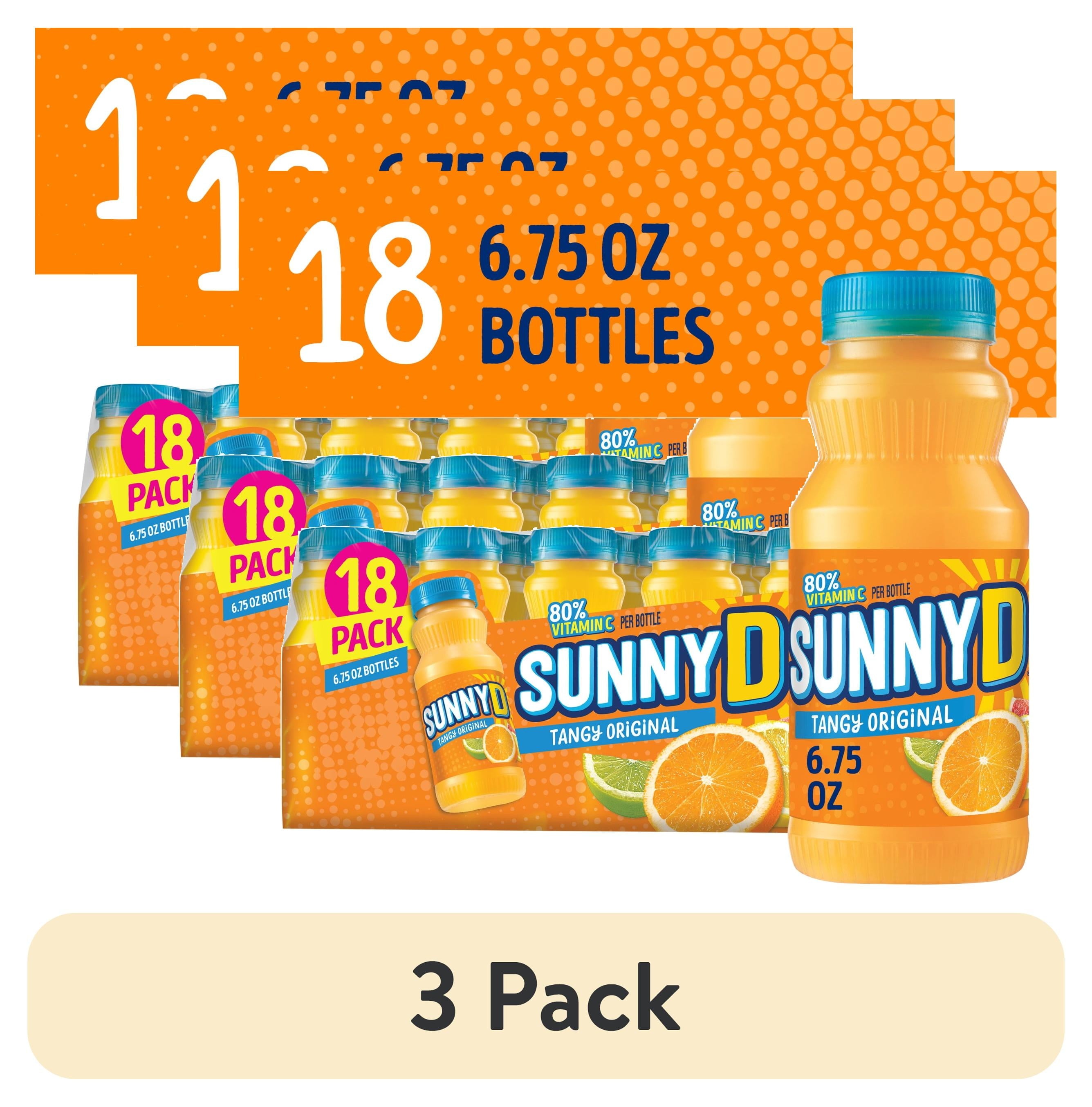 SUNNYD Tangy Original Shelf Stable Orange Juice Drink, 18 Count, 6.75 fl oz Bottles