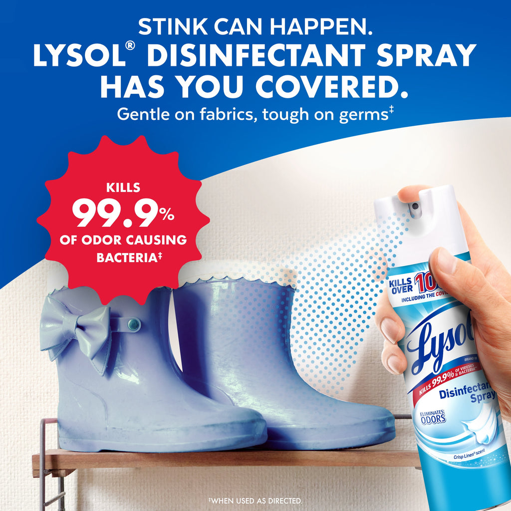 Lysol Disinfectant Spray, Sanitizing and Antibacterial Spray, Deodorizer, Crisp Linen, 19 oz