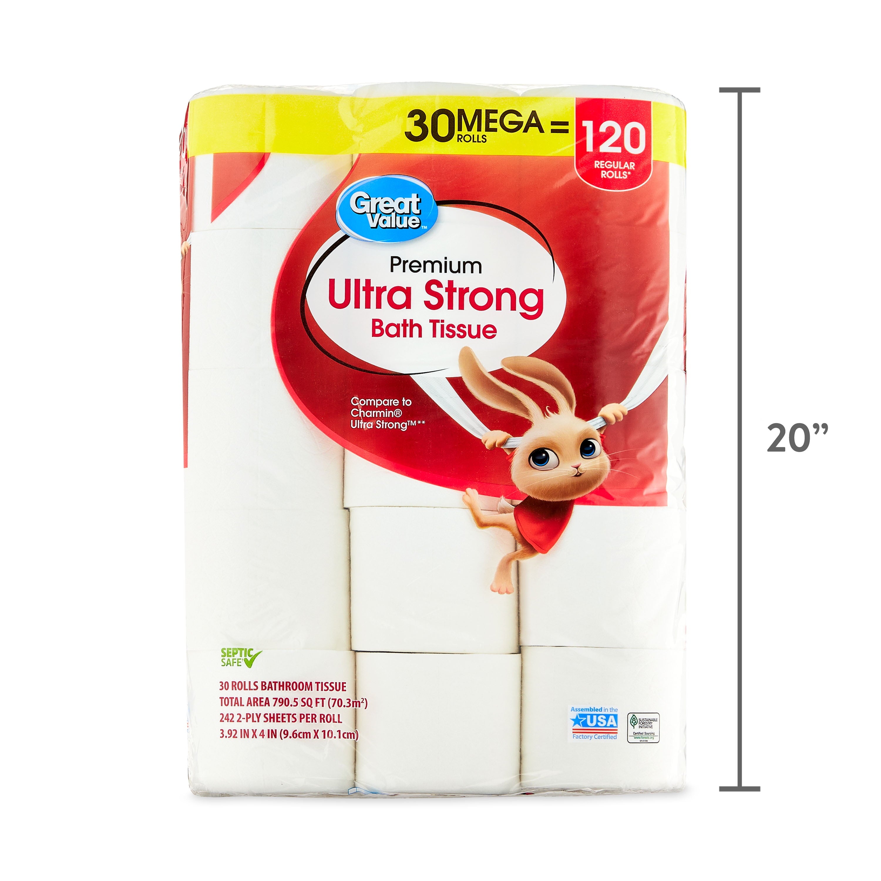 Great Value Ultra Strong 2-Ply Toilet Paper, 6 Mega Rolls, Compare to Charmin® Ultra Strong™