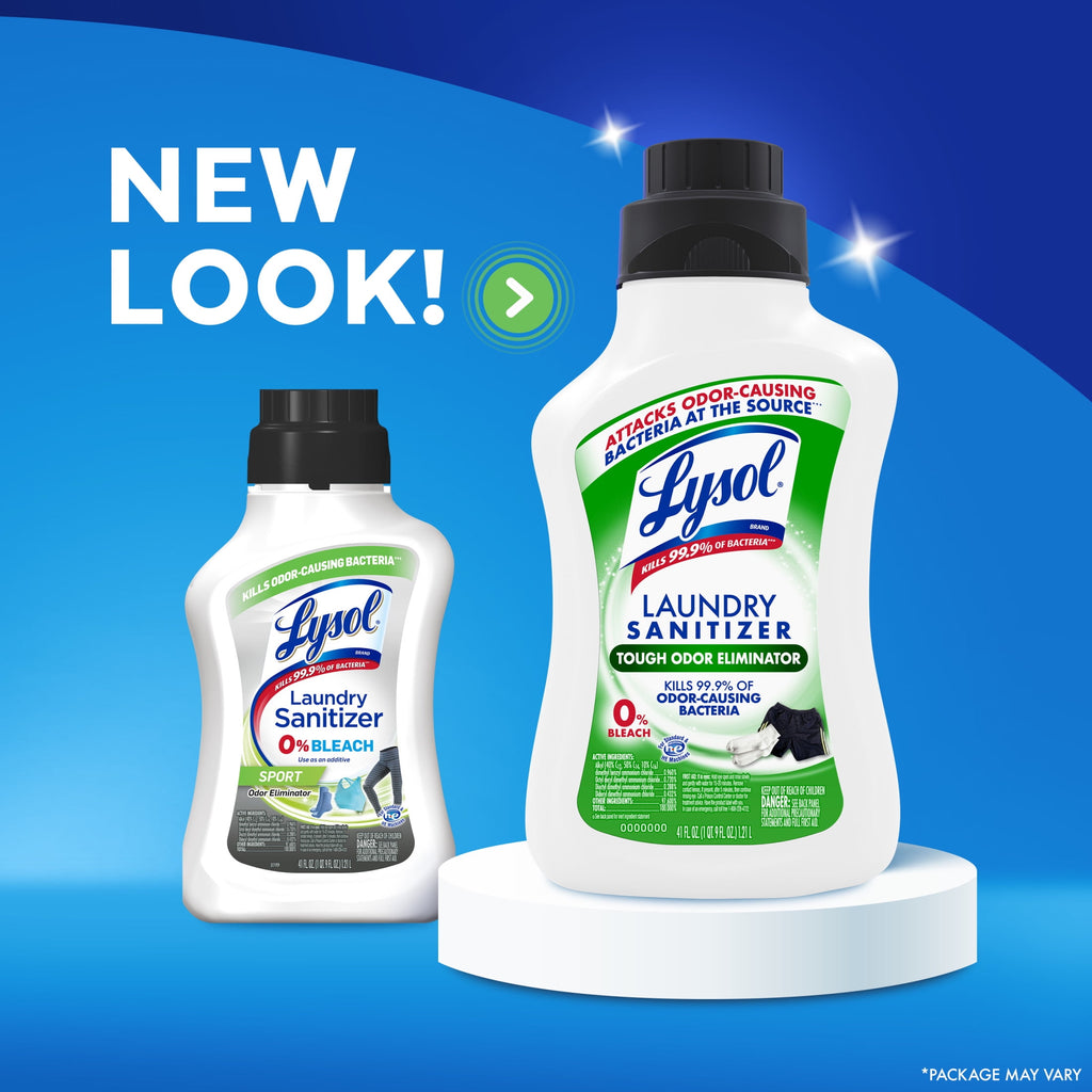 Lysol Tough Odor Eliminator Laundry Sanitizer Additive, 0% Bleach, Eliminates Odor Causing Bacteria, 41 fl oz