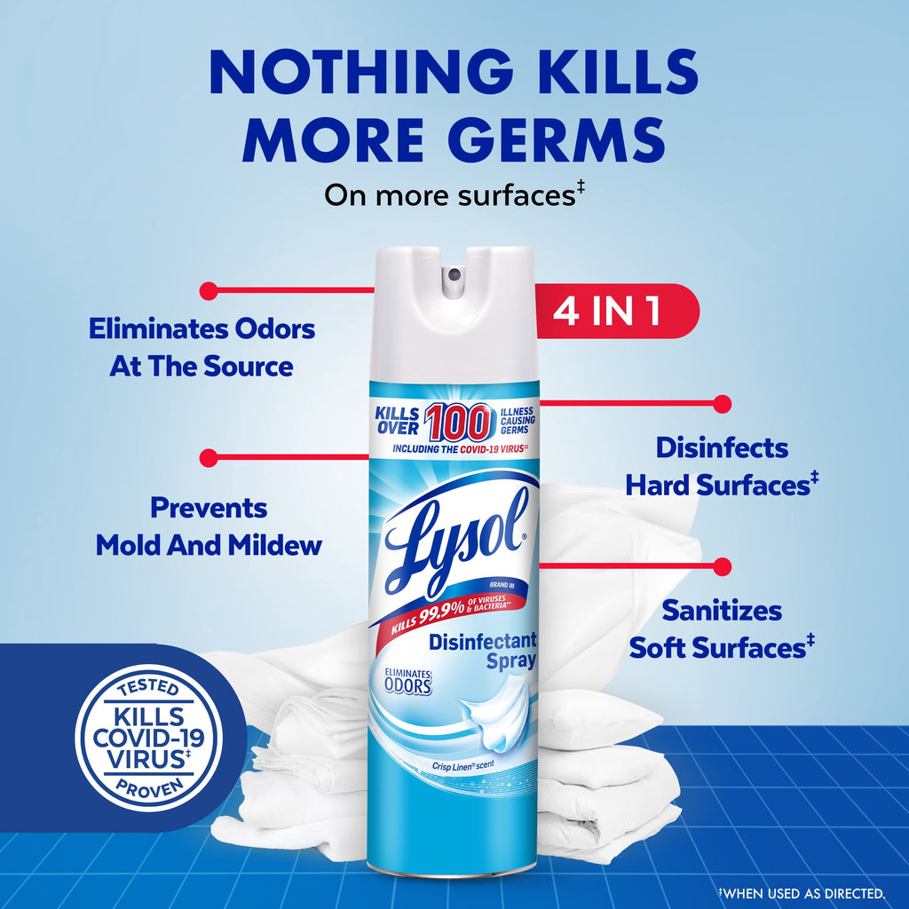 Lysol Disinfectant Spray, Sanitizing and Antibacterial Spray, Deodorizer, Crisp Linen, 19 oz