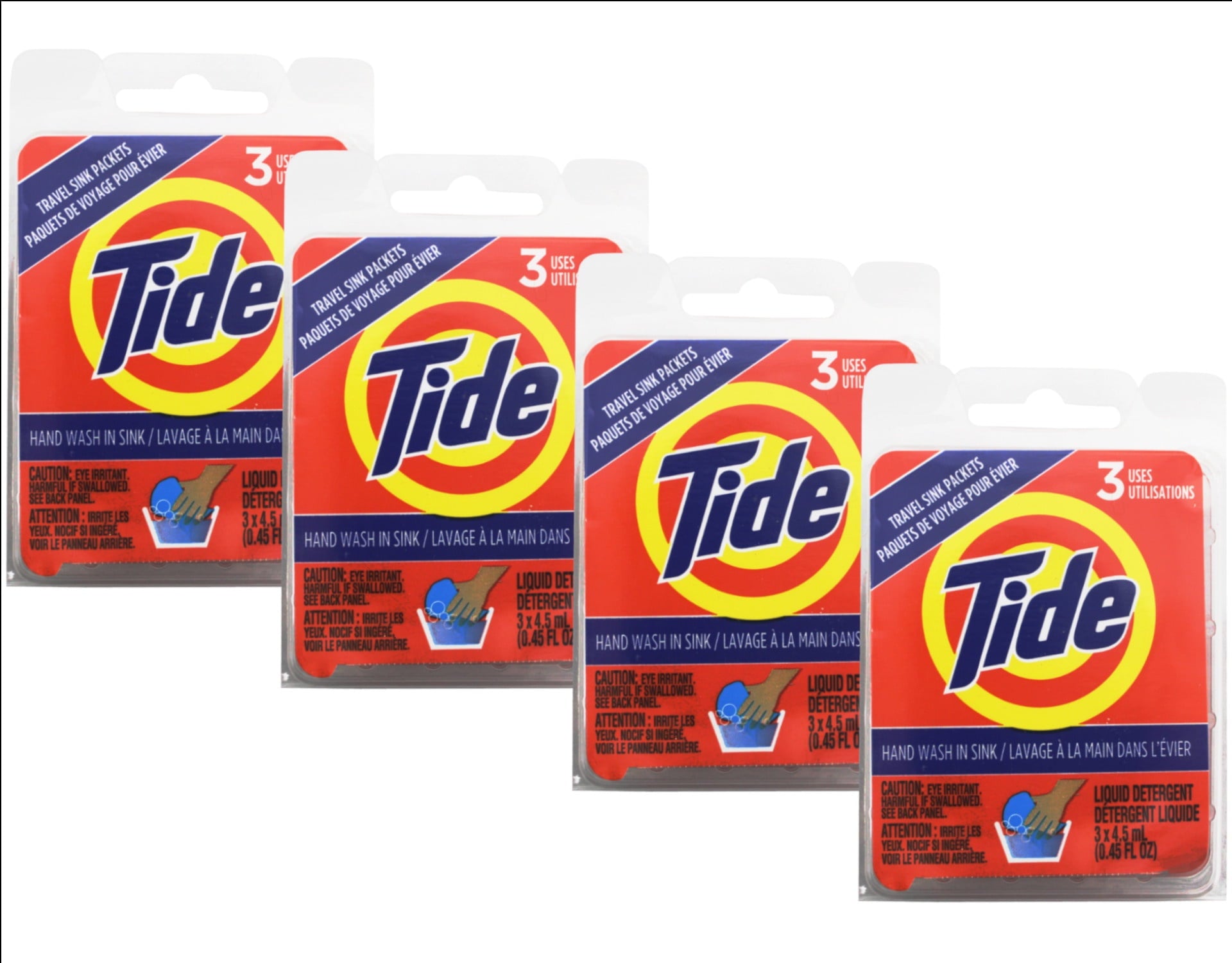 4 Pack - Tide Liquid Travel Sink Packets, (3 x 4.5 fl oz) 3-Count