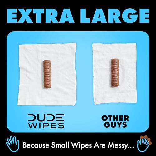 DUDE Wipes Unscented Flushable Wipes - Extra-Large Adult Wet Wipes for Sensitive Skin - 6 Pack (288 Count) - Infused with Vitamin E and Aloe - Septic and Sewer Safe