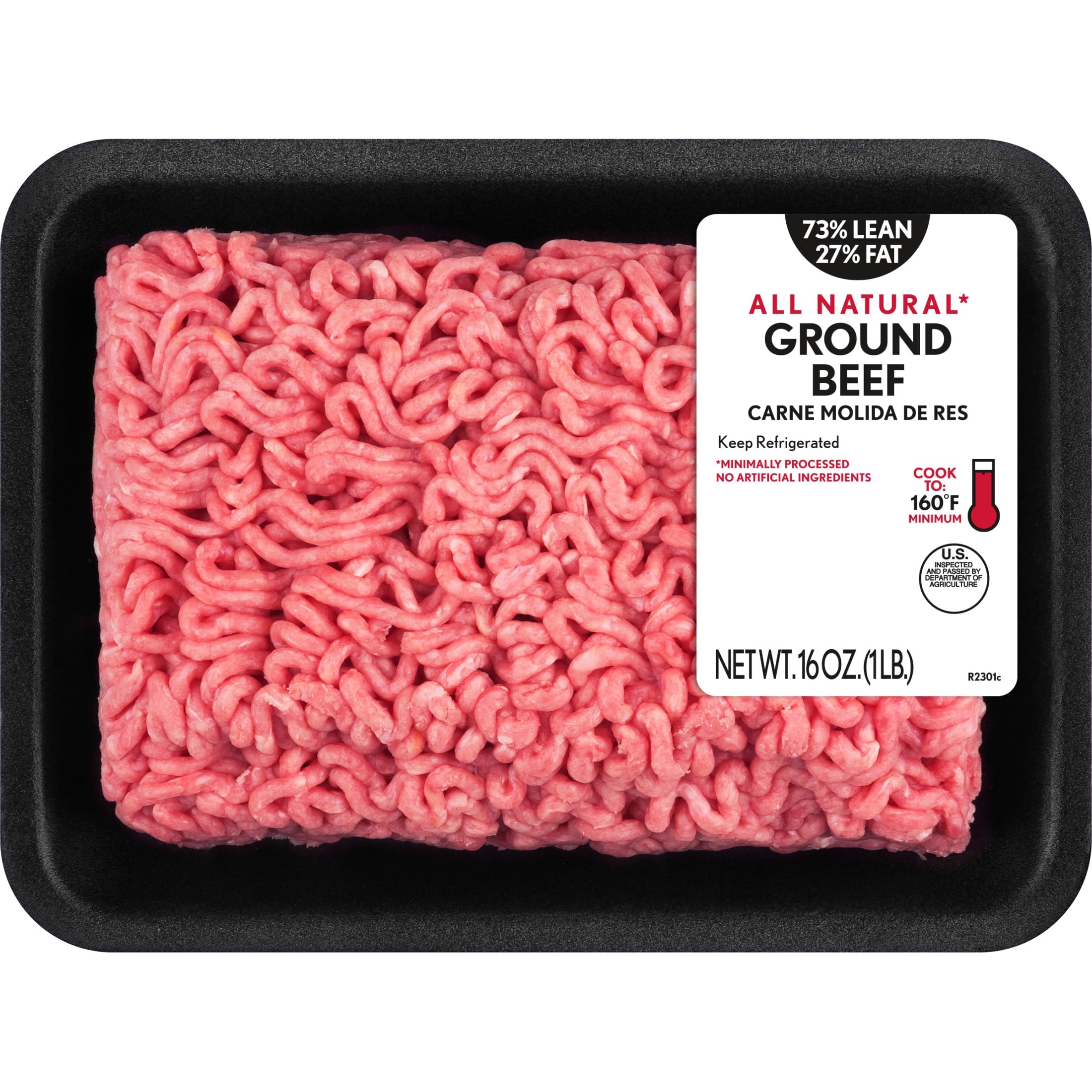 All Natural* 73% Lean/27% Fat Ground Beef, 1 lb Tray