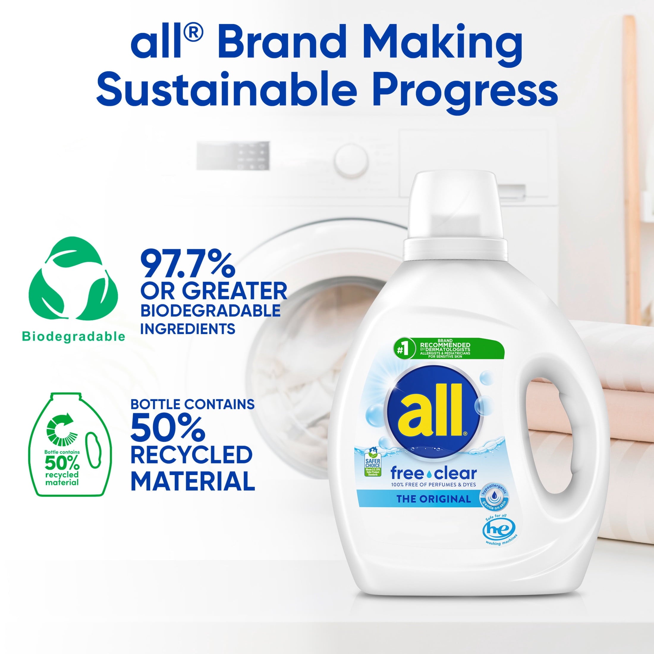 all Free Clear Liquid Laundry Detergent, 30 oz, 24 Loads