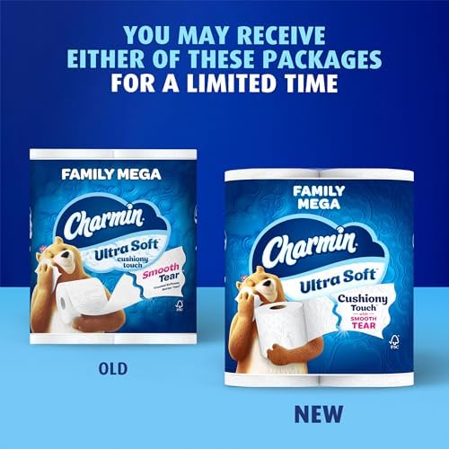 Charmin Ultra Soft Cushiony Touch Toilet Paper, 30 Family Mega = 153 Regular Rolls, 2-Ply, White