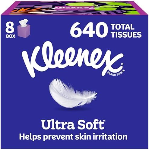 Kleenex Ultra Soft Facial Tissues, 8 Cube Boxes, 80 Tissues per Box, 3-Ply, Packaging May Vary