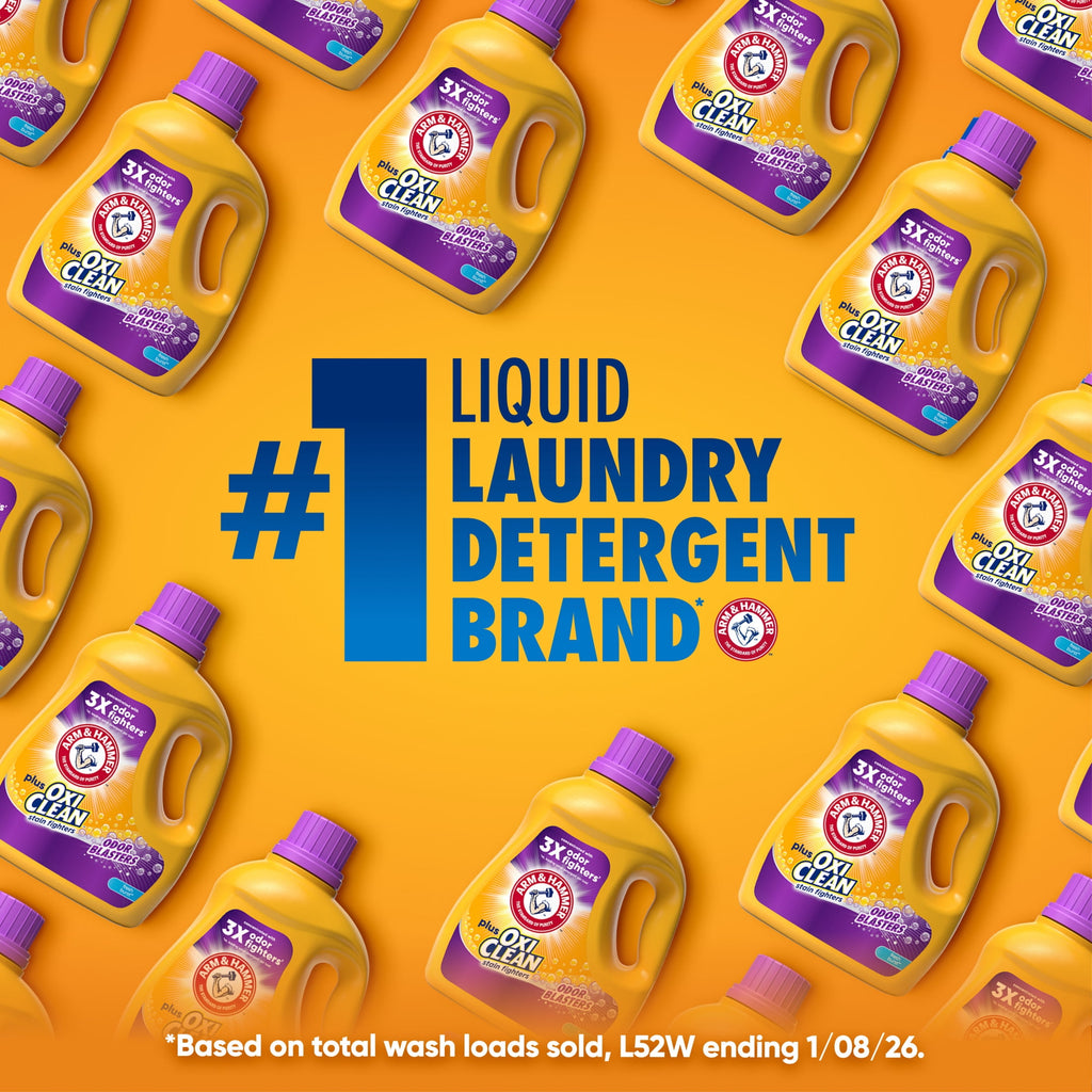 ARM & HAMMER Plus OxiClean with Odor Blasters Liquid Laundry Detergent, Fresh Burst, 200.2 Fl Oz