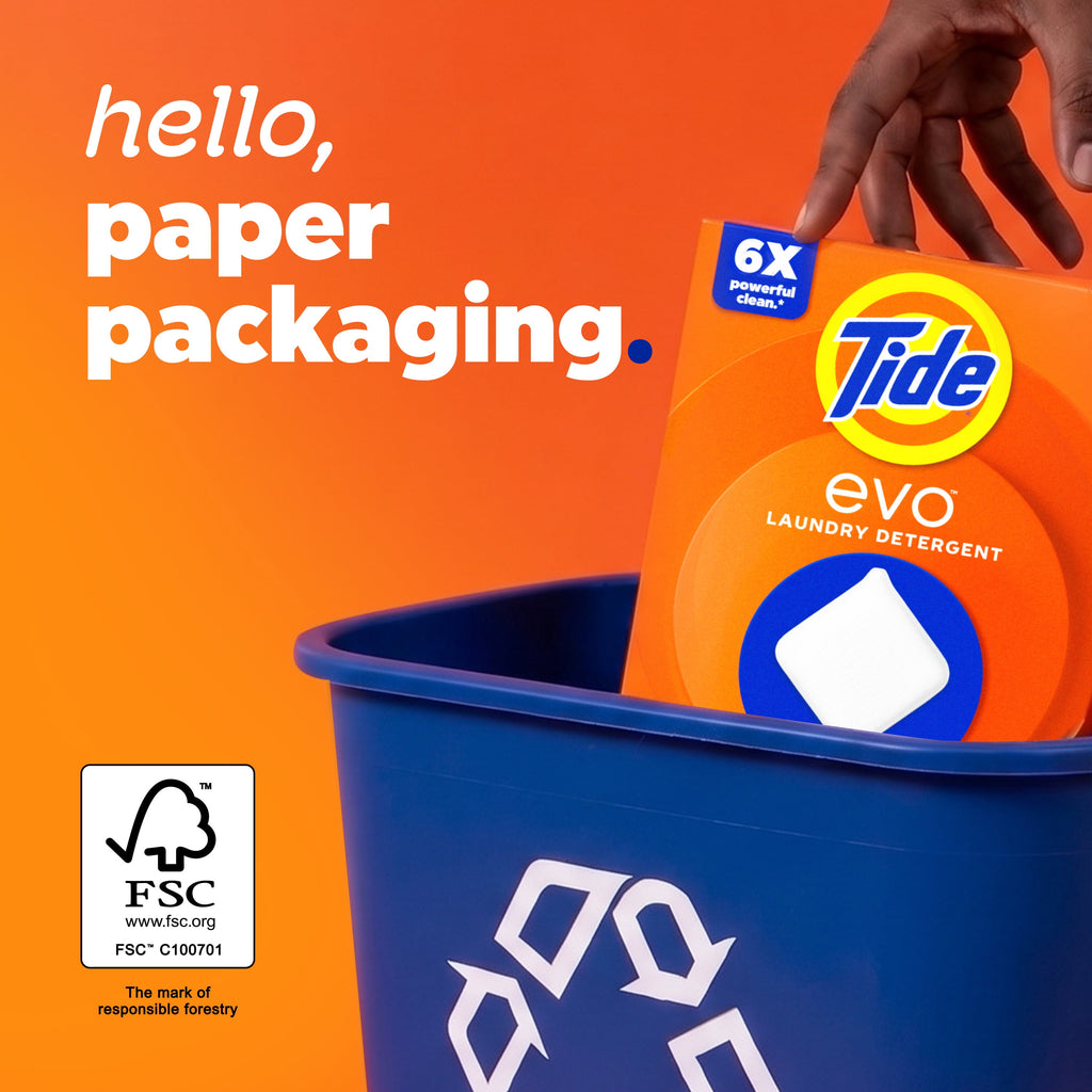 (4 pack) Tide Evo Laundry Detergent Tiles, 100% Concentrated, 6X Cleaning Power, Spring Blast Scent, 16 Count