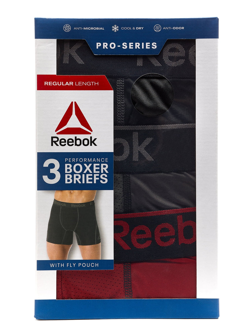 Reebok Men's Underwear Pro Series Performance Boxer Brief, 3 Pack
