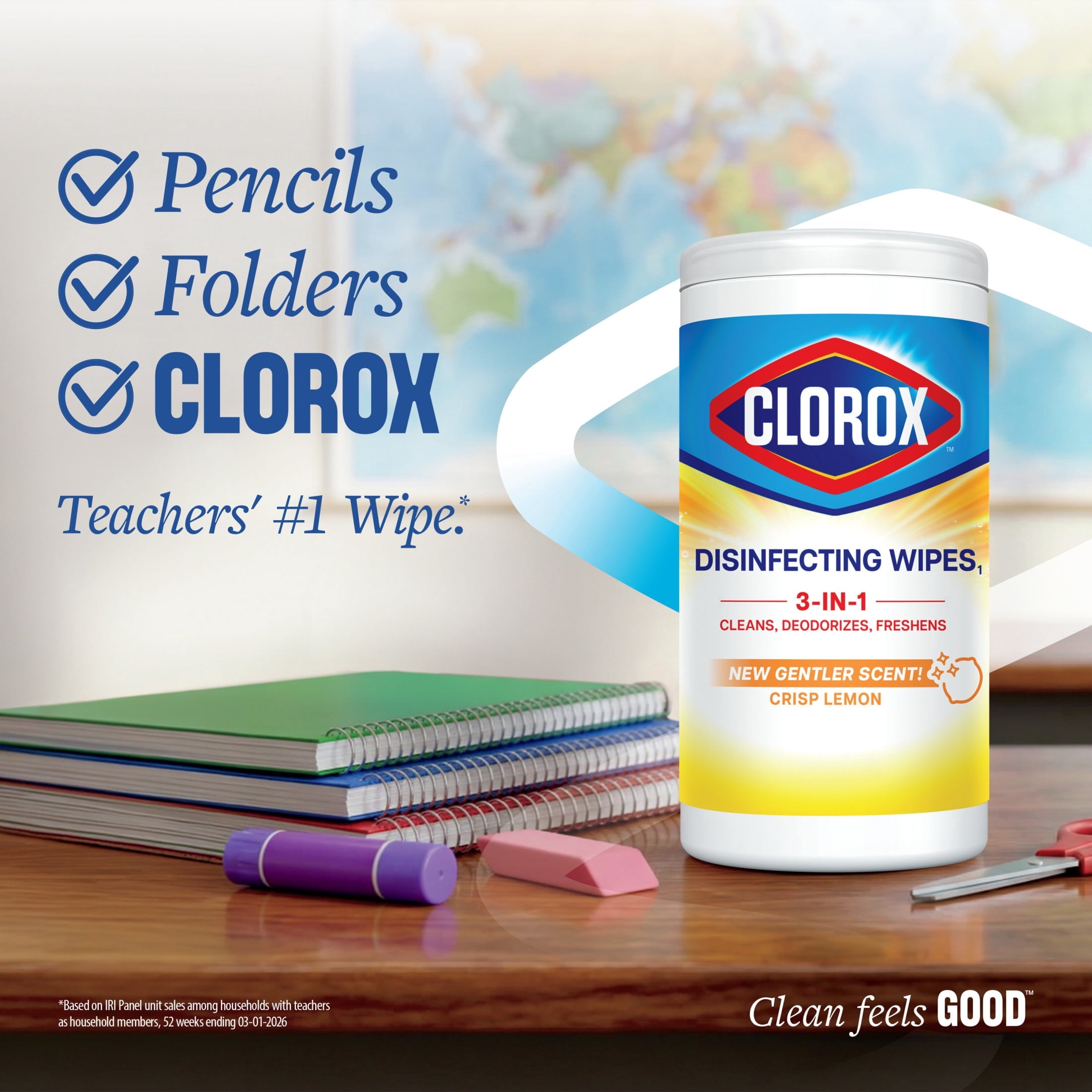 Clorox Disinfecting Cleaning Wipes, Bleach Free, Crisp Lemon, 35 Count
