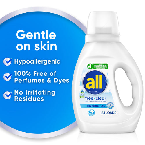 all Free Clear Liquid Laundry Detergent, 30 oz, 24 Loads