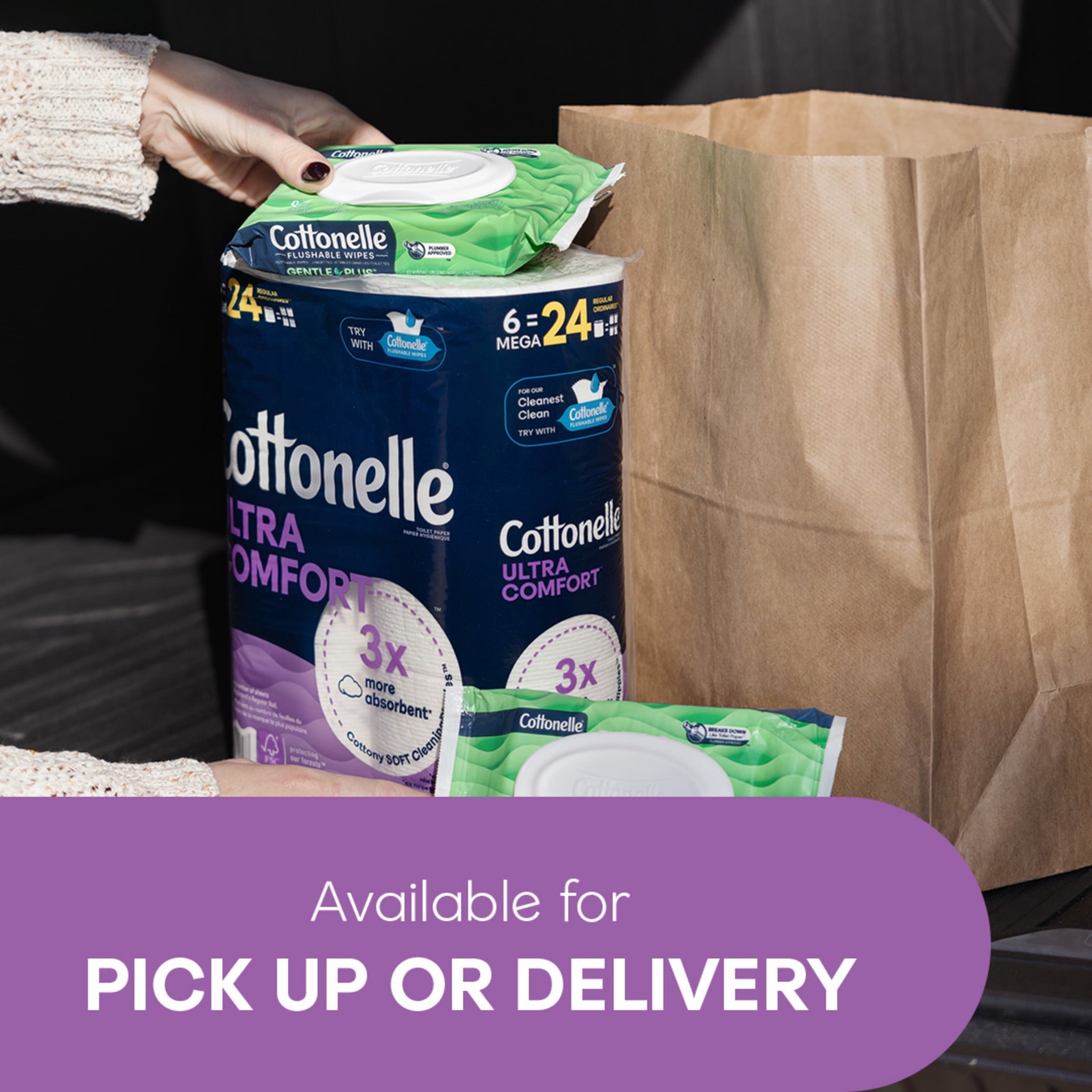 Cottonelle Ultra Soft Toilet Paper, Strong Toilet Tissue, 12 Mega Rolls