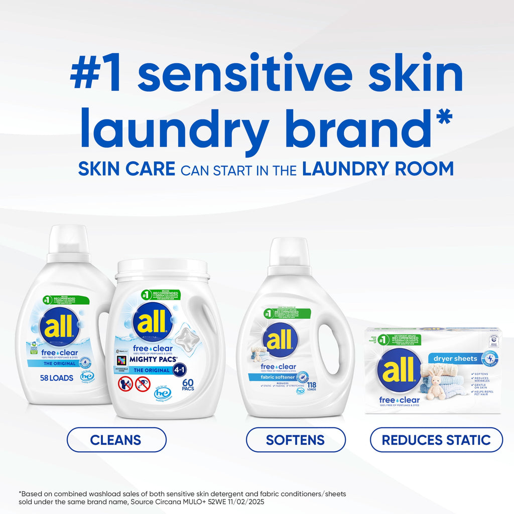 all Free Clear Liquid Laundry Detergent, 30 oz, 24 Loads
