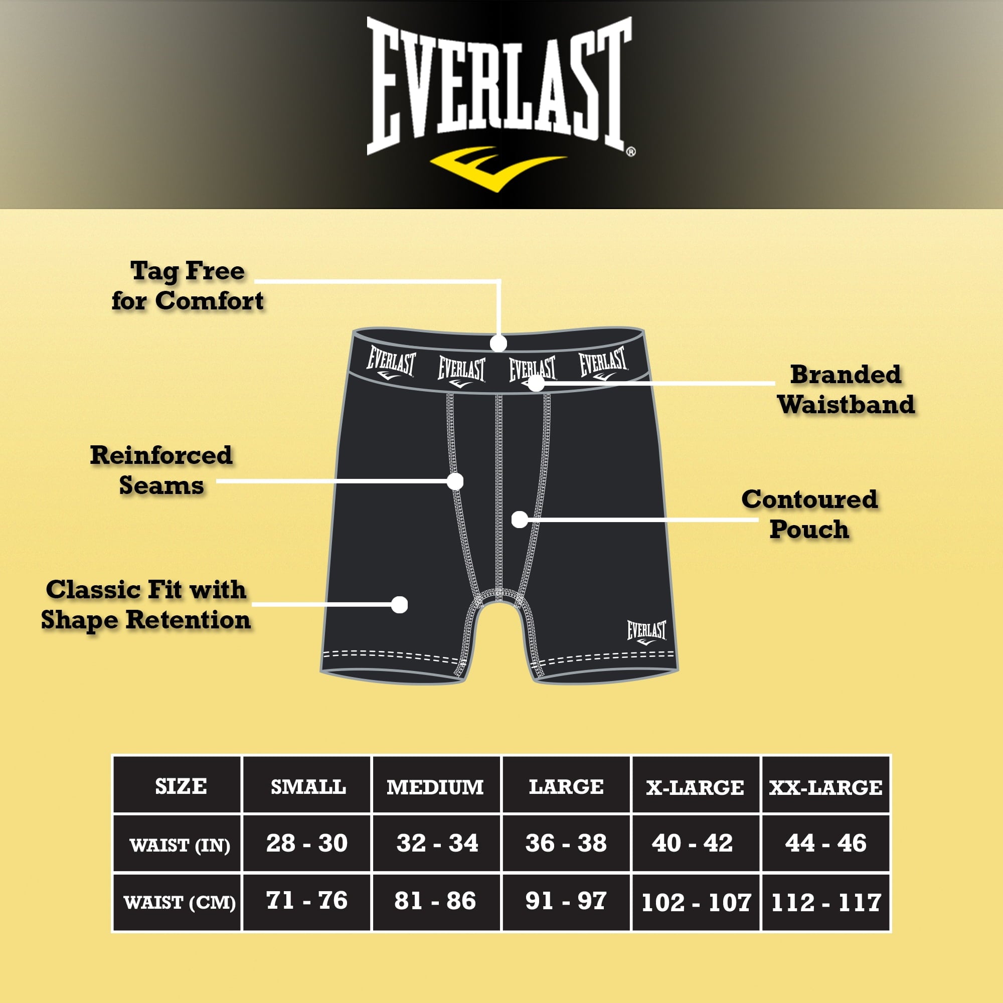 Everlast Mens Boxer Briefs Breathable Cotton Underwear Pack, 6-Pack