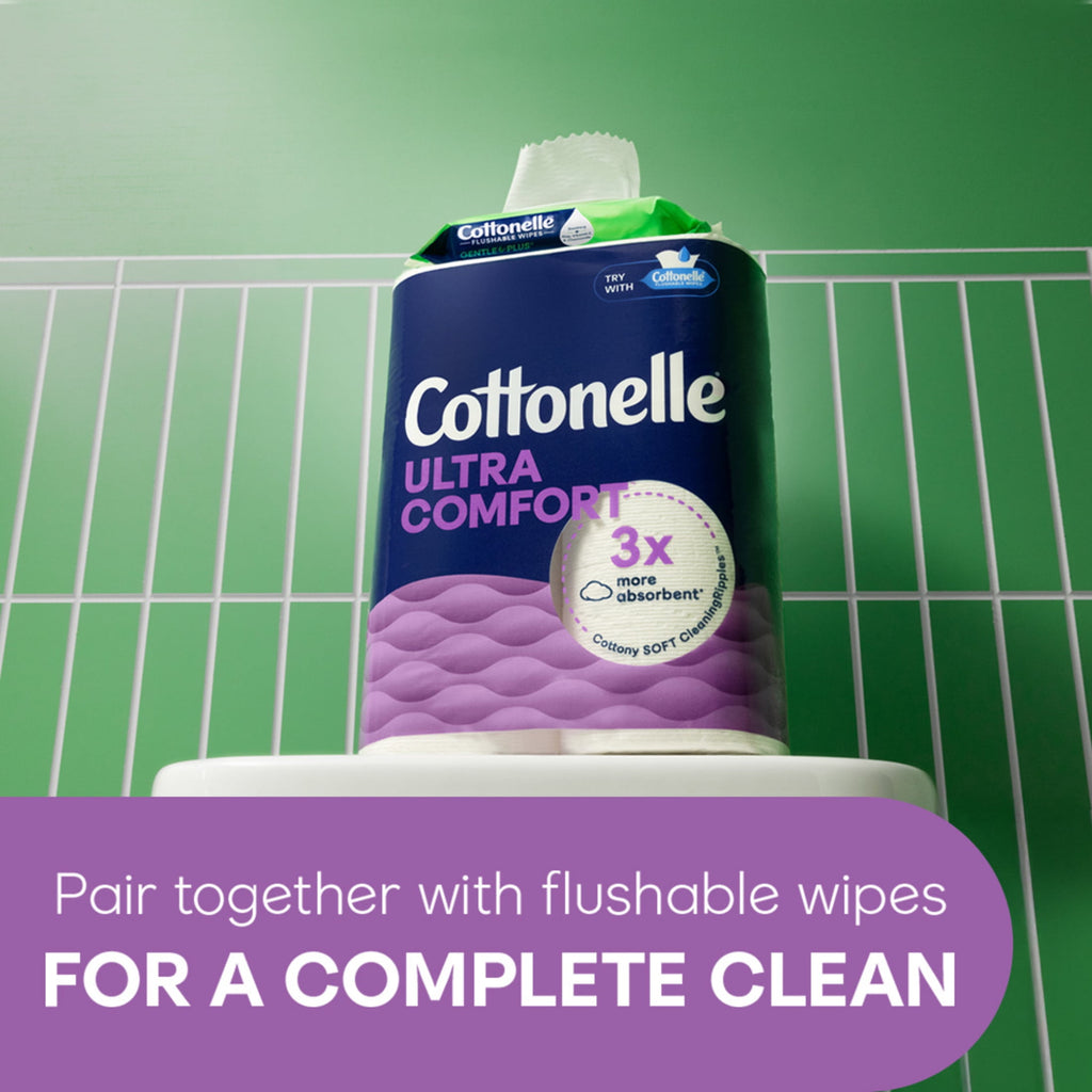 Cottonelle Ultra Soft Toilet Paper, Strong Toilet Tissue, 12 Mega Rolls