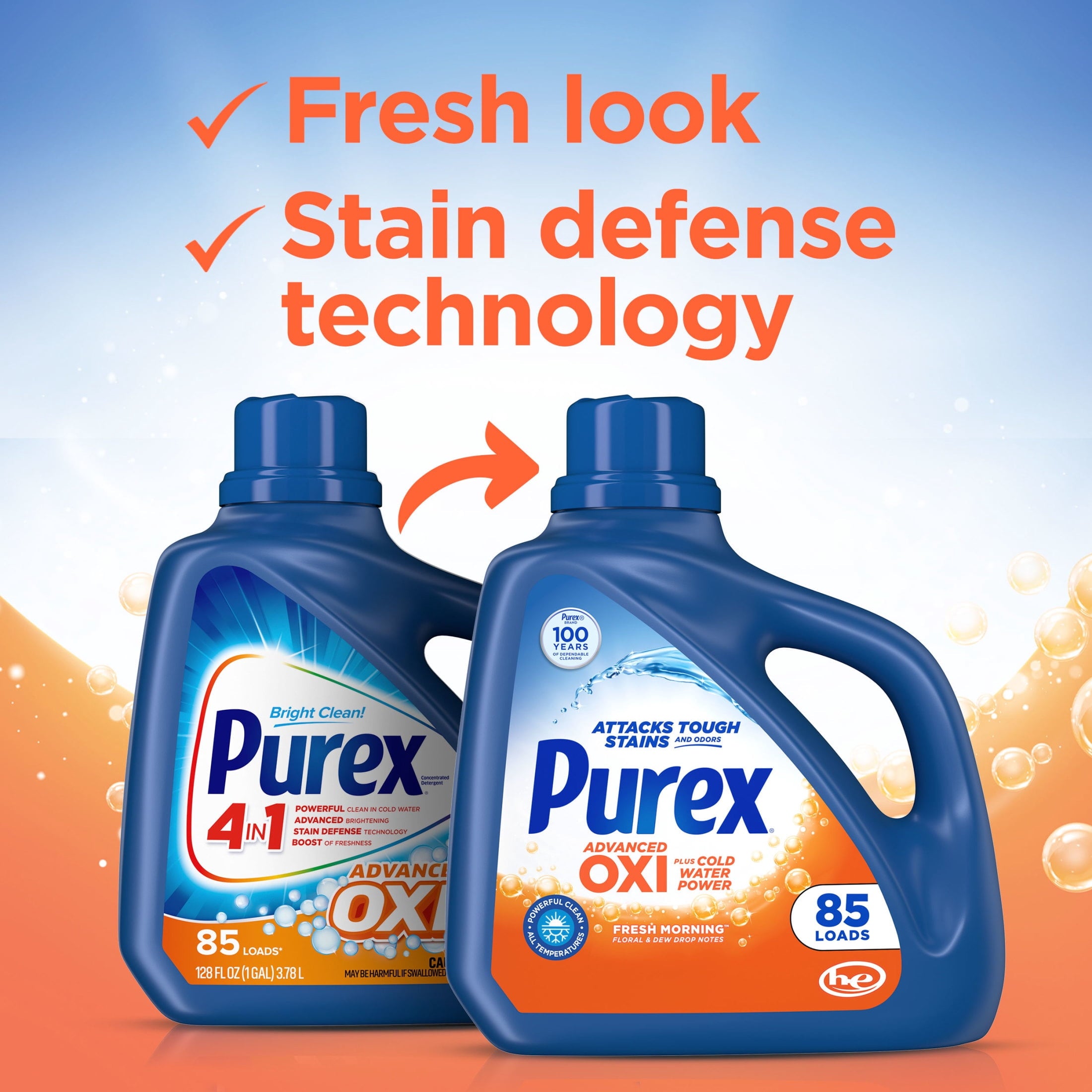 Purex Advanced Oxi with Odor Fighter, 128 fl oz, 85 loads