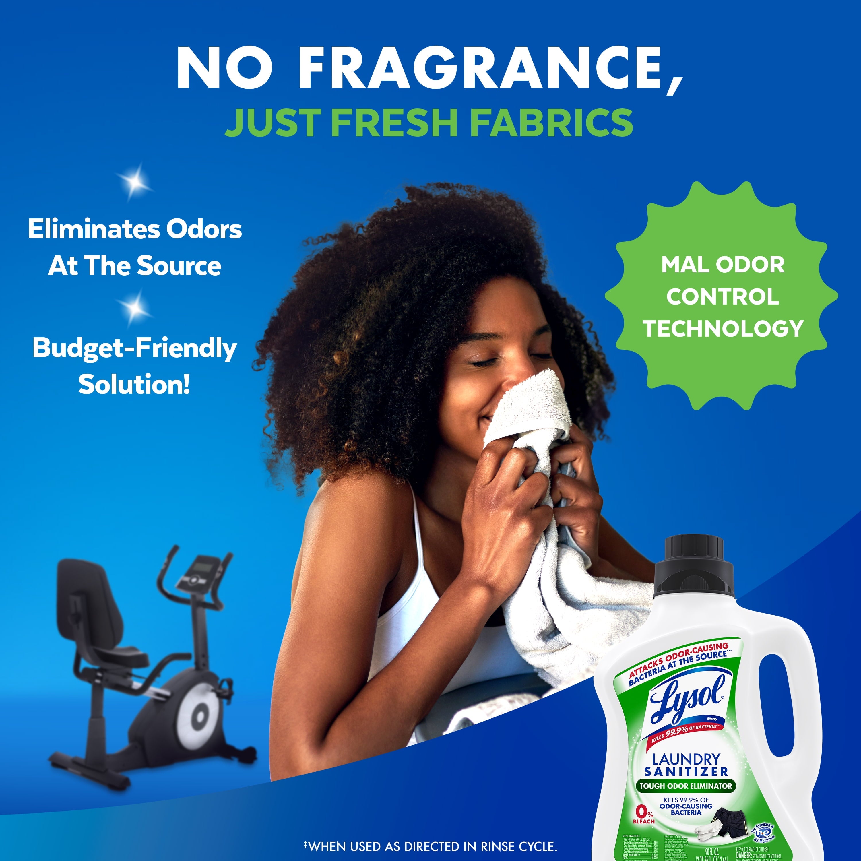 Lysol Tough Odor Eliminator Laundry Sanitizer Additive, 0% Bleach, Eliminates Odor Causing Bacteria, 41 fl oz