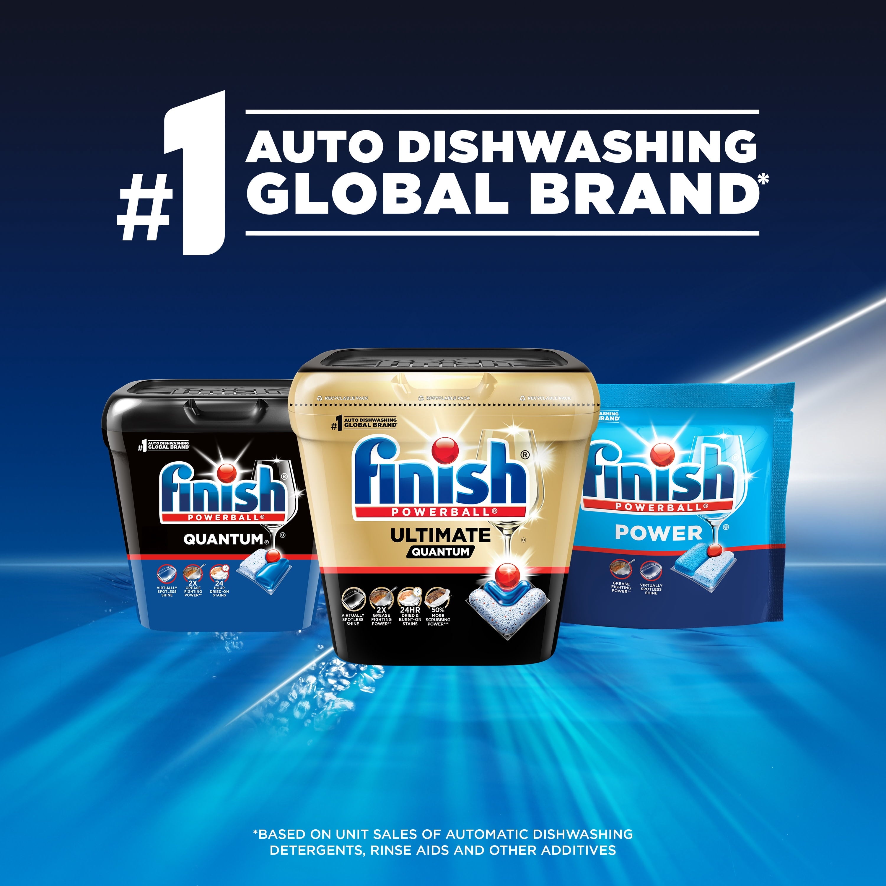 Finish Quantum Dishwasher Pods, No Pre-Rinse Dishwasher Detergent Tabs Soap, Advanced Clean, 45 Count