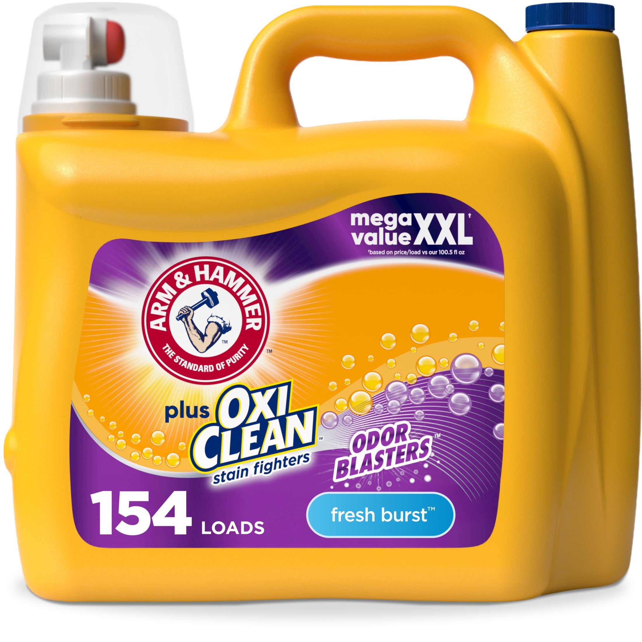 ARM & HAMMER Plus OxiClean with Odor Blasters Liquid Laundry Detergent, Fresh Burst, 200.2 Fl Oz