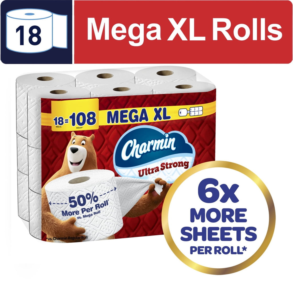 Charmin Ultra Strong Toilet Paper 24 Mega XL Rolls, 330 Sheets Per Roll
