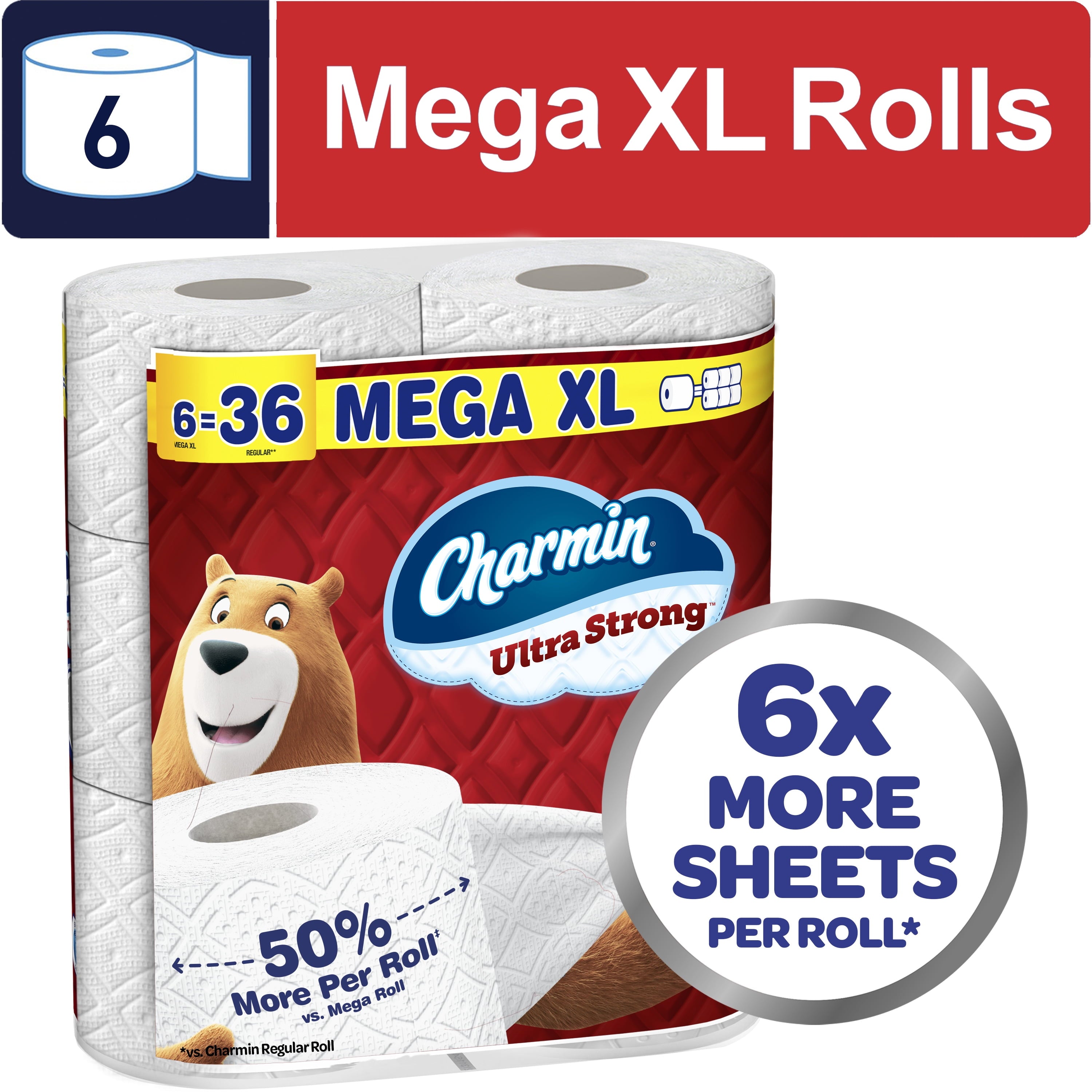 Charmin Ultra Strong Toilet Paper 24 Mega XL Rolls, 330 Sheets Per Roll