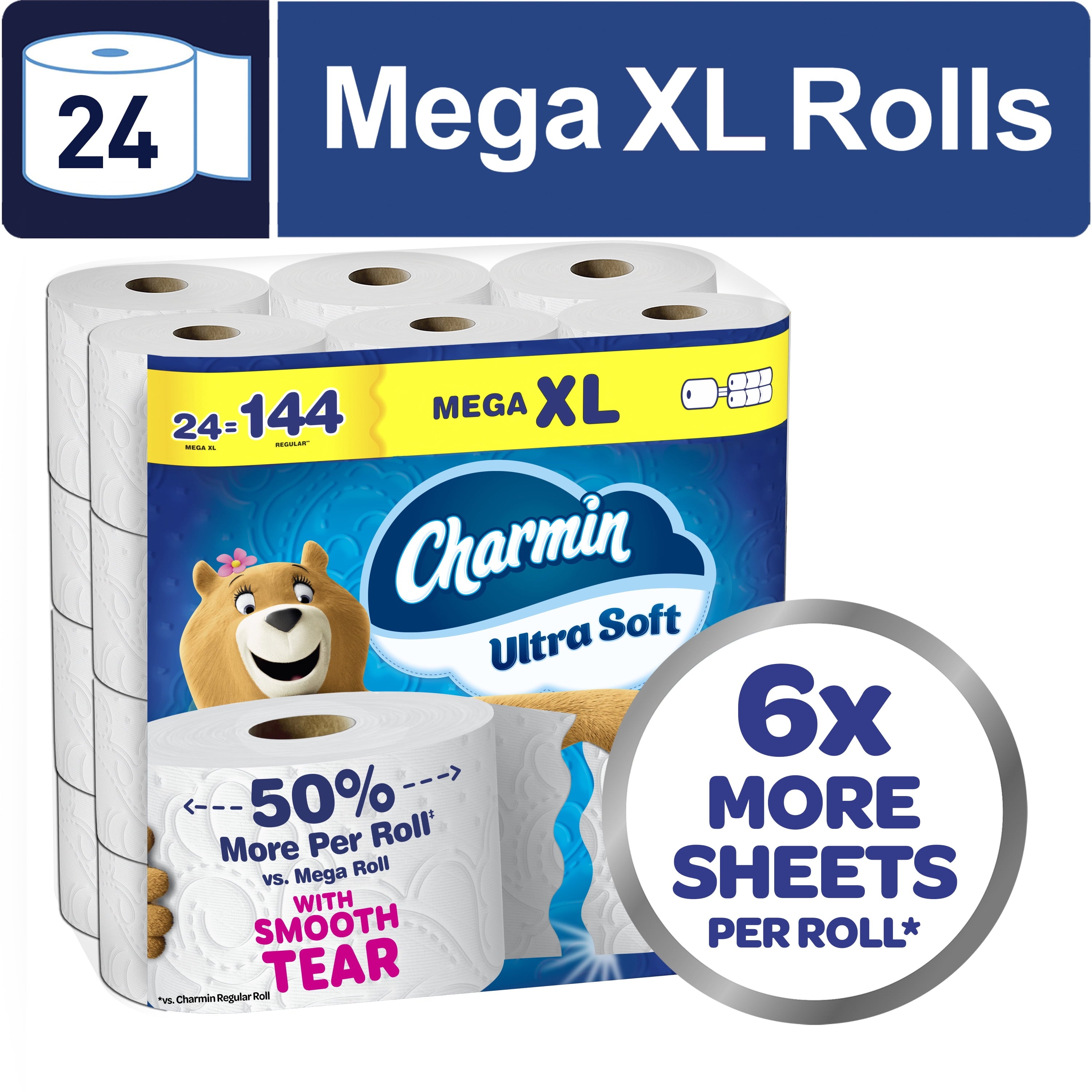 Charmin Toilet Paper Ultra Soft, 24 Mega XL Rolls