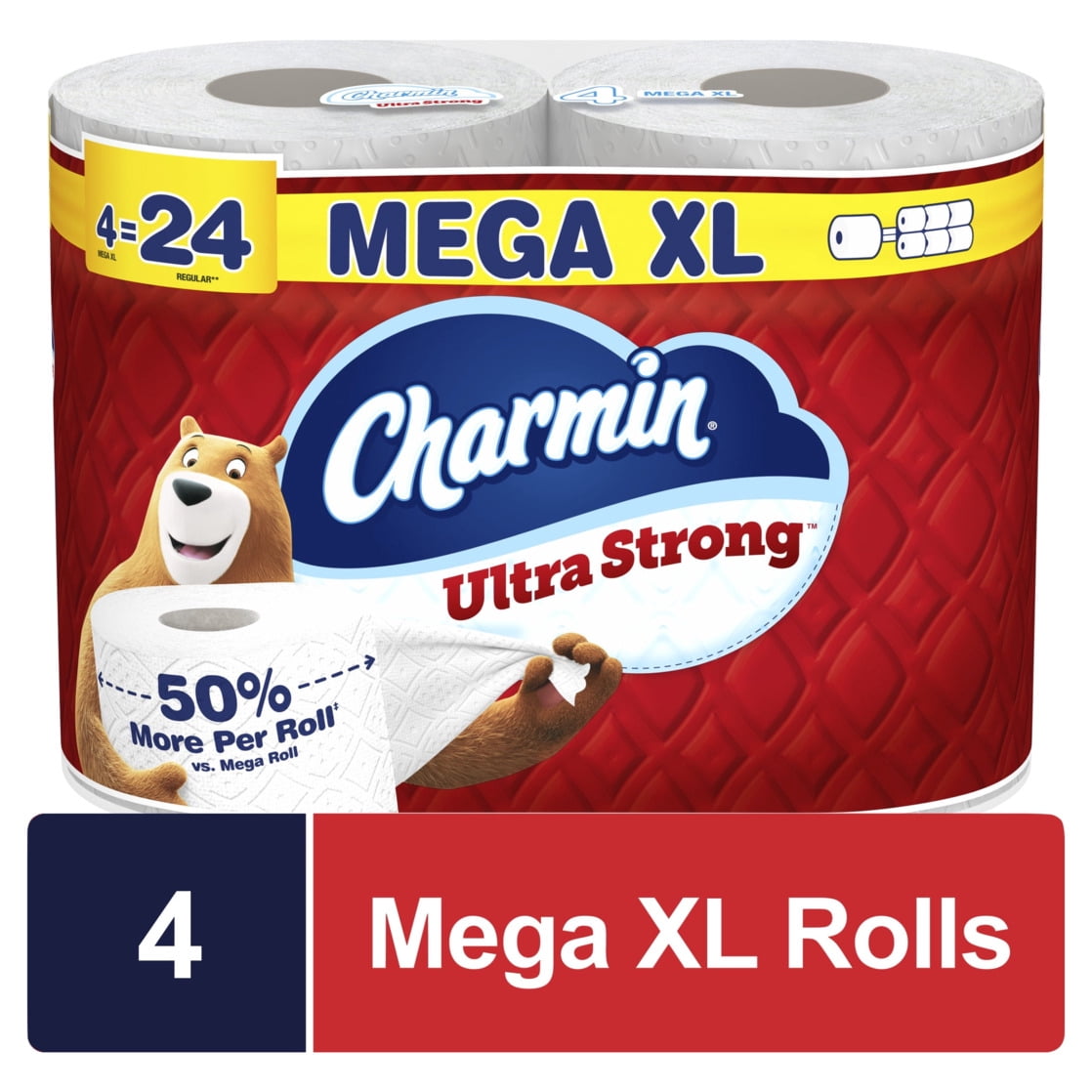Charmin Ultra Strong Toilet Paper 24 Mega XL Rolls, 330 Sheets Per Roll