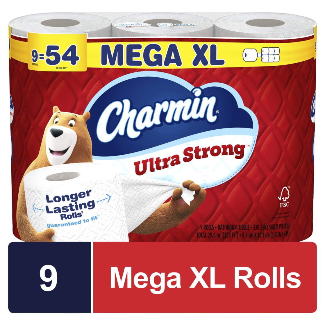 Charmin Ultra Strong Toilet Paper 24 Mega XL Rolls, 330 Sheets Per Roll