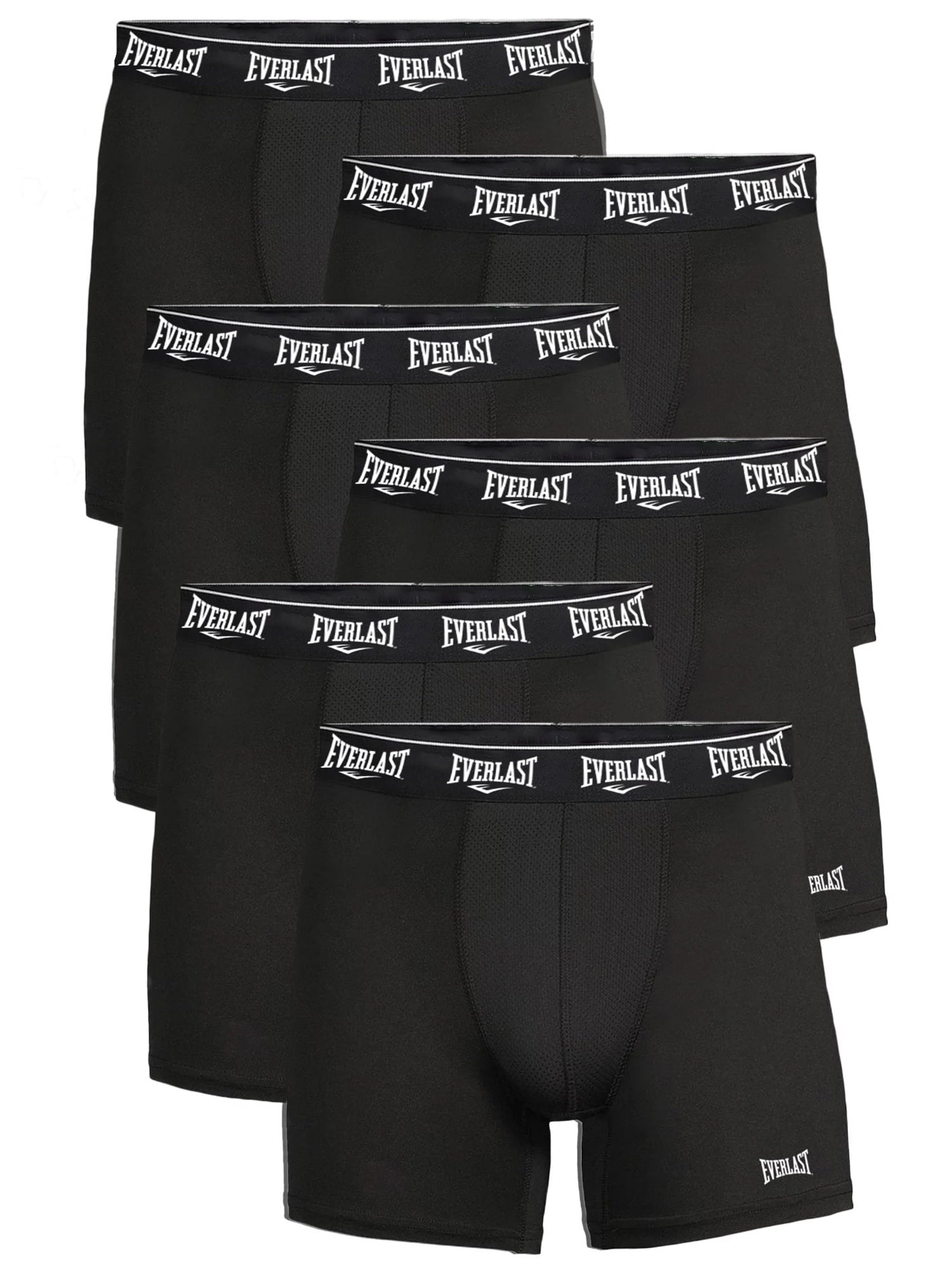Everlast Men's Performance Underwear Stretch Boxer Briefs with Fly, 6-Pack