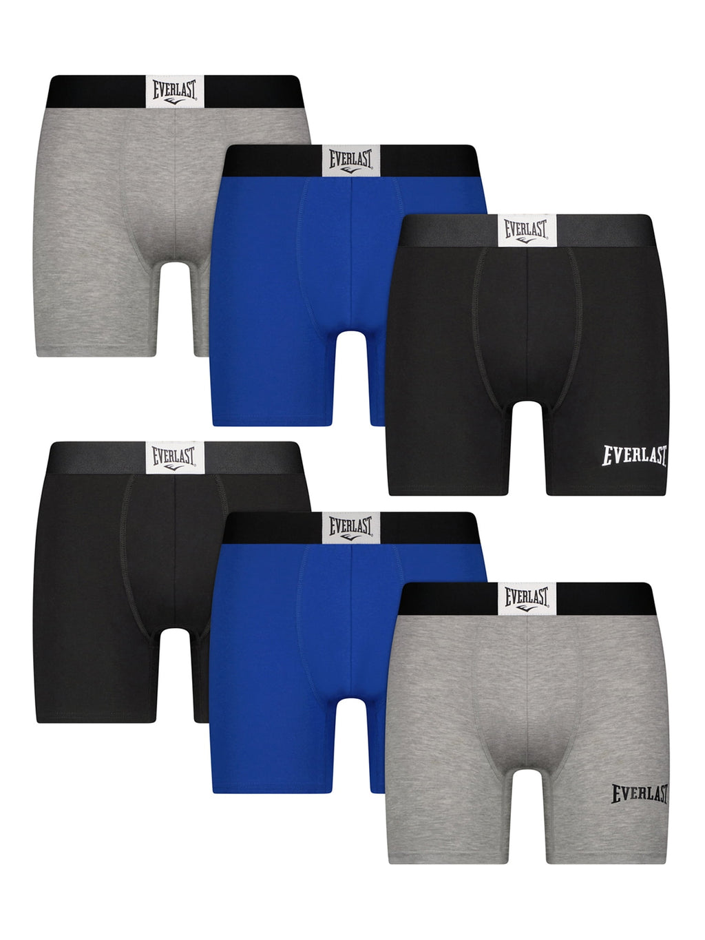Everlast Mens Boxer Briefs Breathable Cotton Underwear Pack, 6-Pack