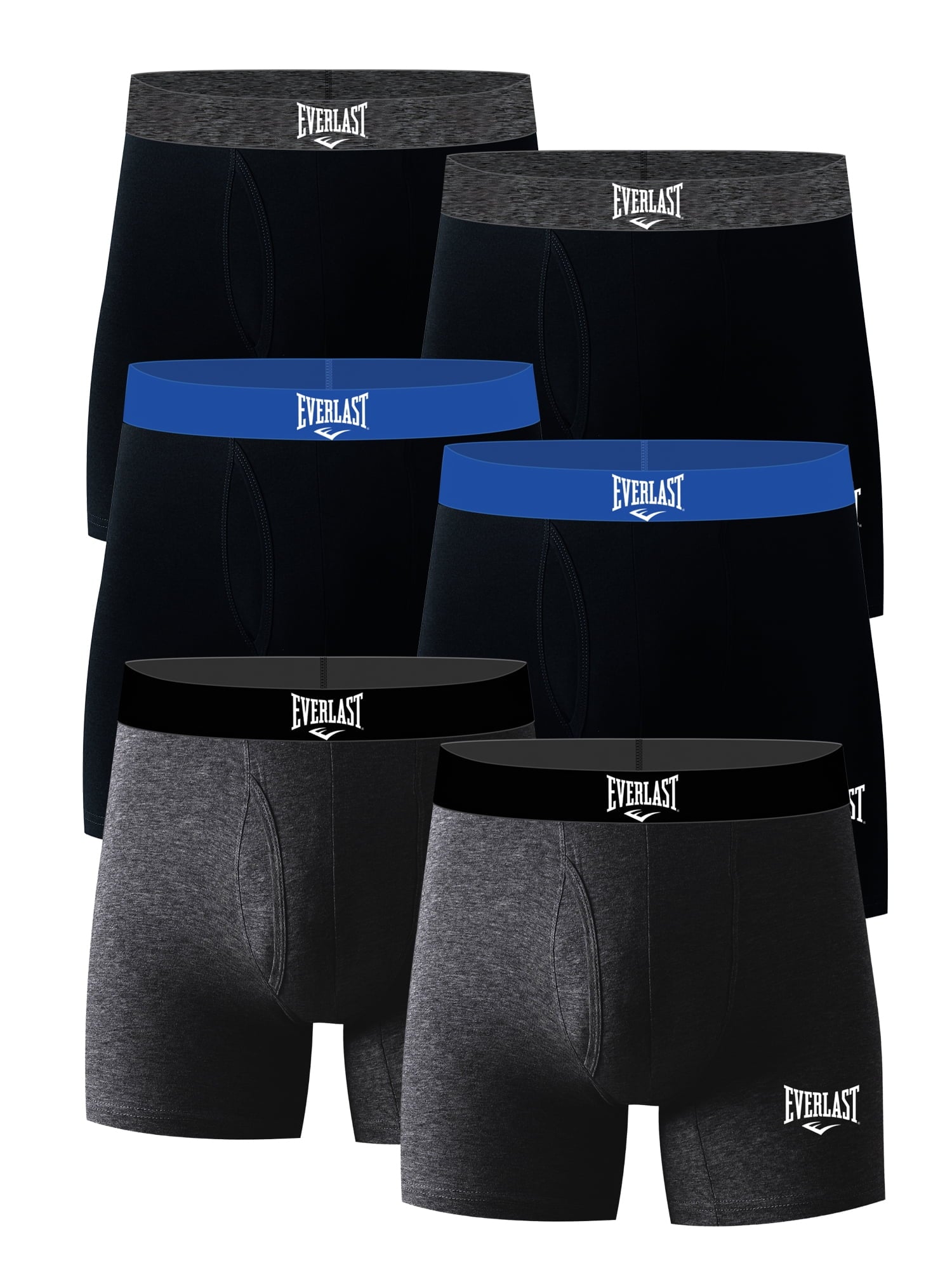 Everlast Mens Boxer Briefs Breathable Cotton Underwear Pack, 6-Pack