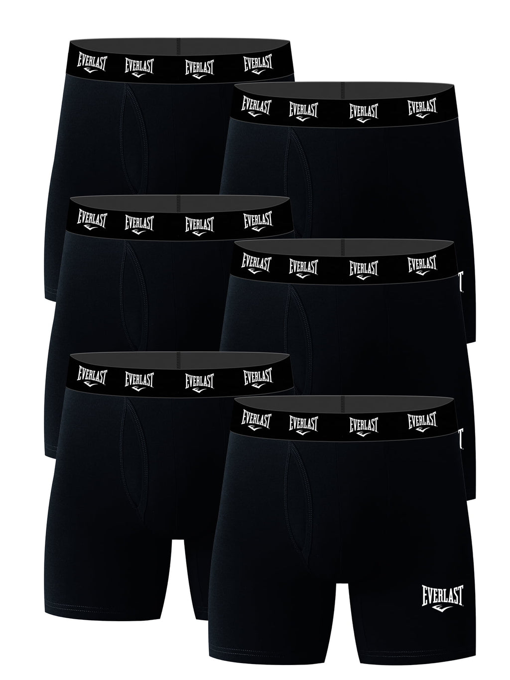 Everlast Men's Performance Underwear Stretch Boxer Briefs with Fly, 6-Pack